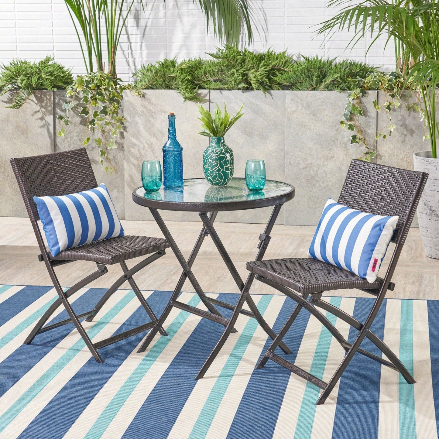 Outdoor Rattan Seating Set with Coffee Table and 2 Chair
