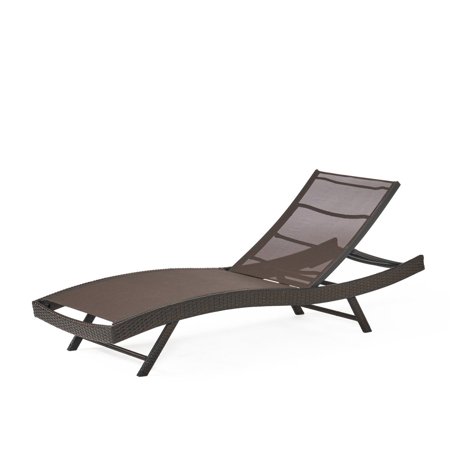 Outdoor Rattan Wicker Chaise Lounge with Adjustable Seat and Mesh Seat