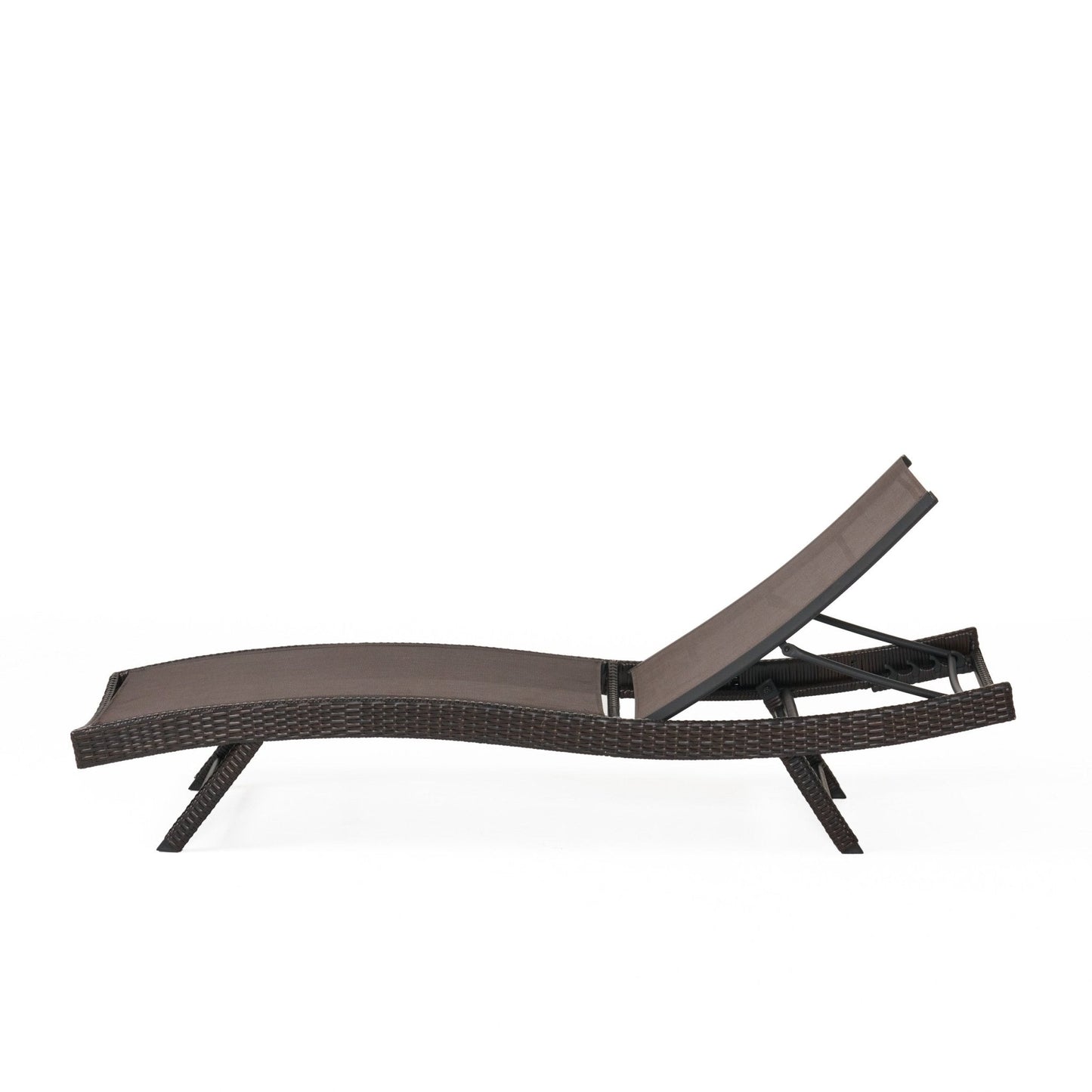 Outdoor Rattan Wicker Chaise Lounge with Adjustable Seat and Mesh Seat