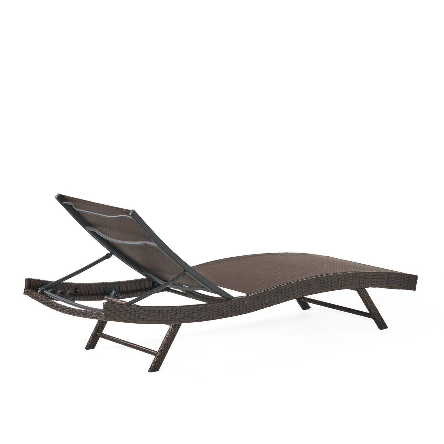 Outdoor Rattan Wicker Chaise Lounge with Adjustable Seat and Mesh Seat