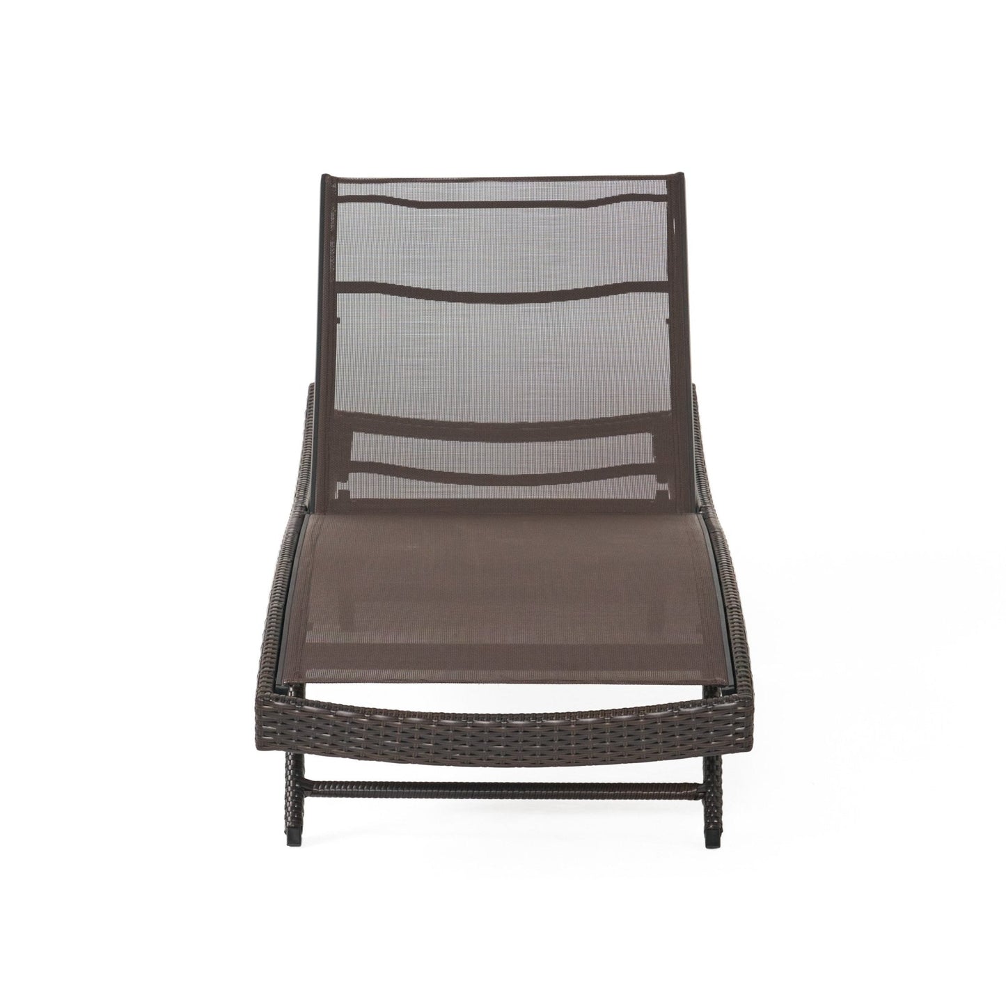 Outdoor Rattan Wicker Chaise Lounge with Adjustable Seat and Mesh Seat