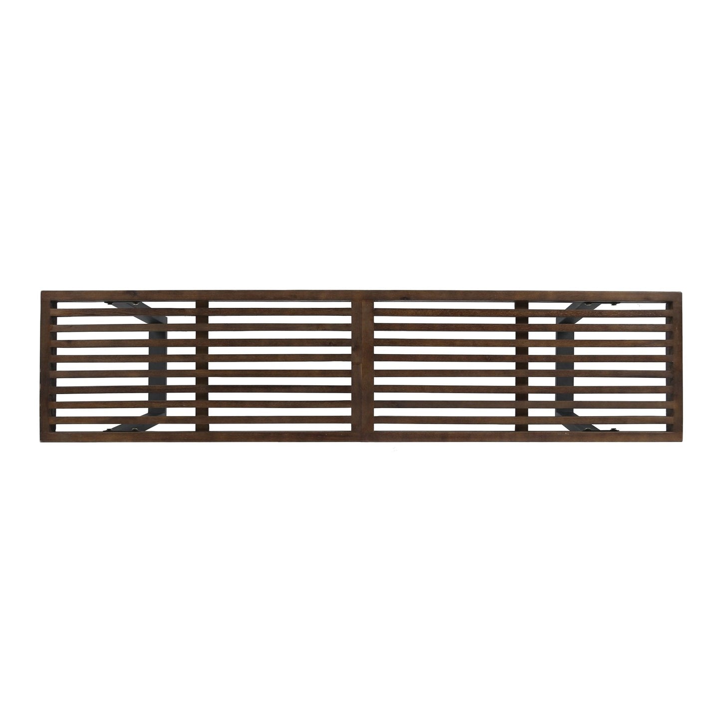 Outdoor Rustic Bench with Slat Top and Iron Legs