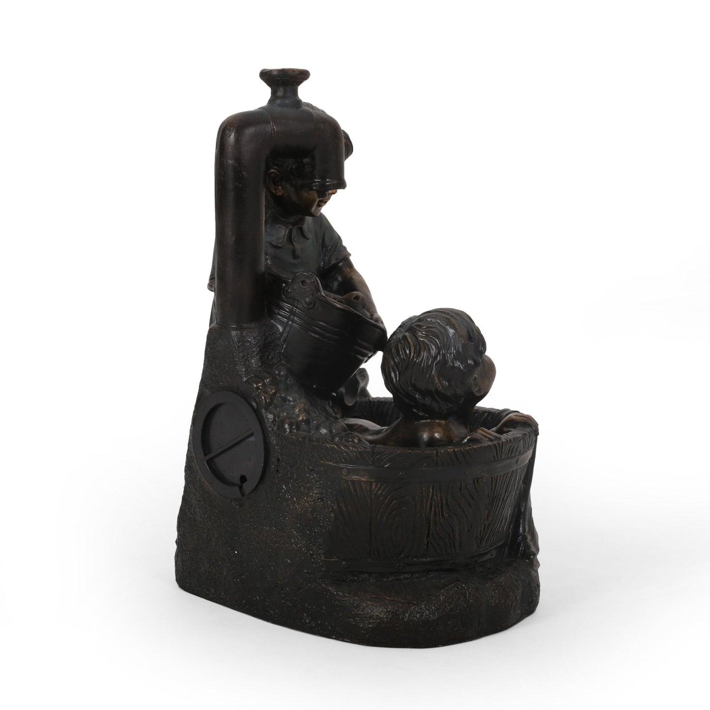 Outdoor Weather Resistant Floor Fountain with Light and An Interior Pump