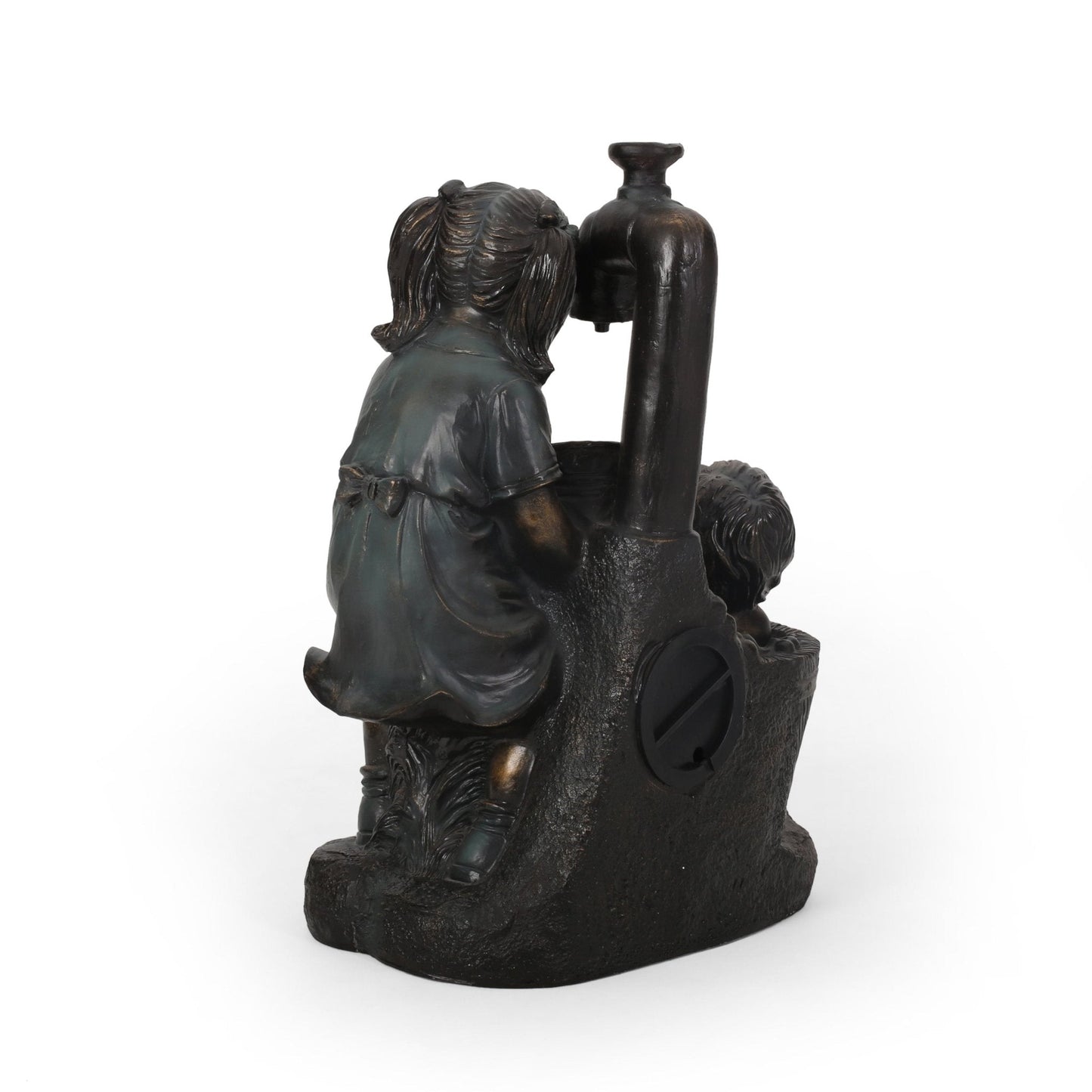 Outdoor Weather Resistant Floor Fountain with Light and An Interior Pump