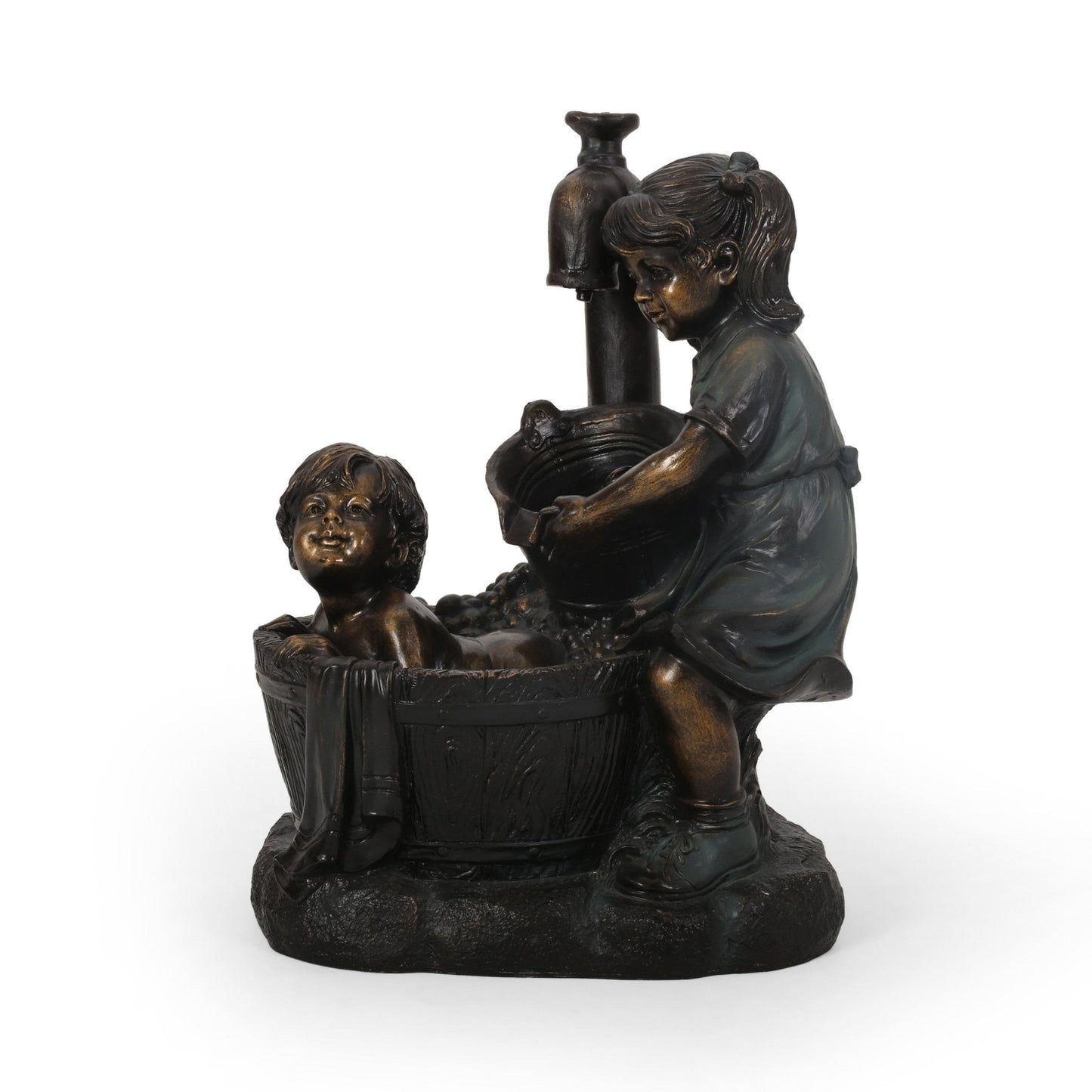 Outdoor Weather Resistant Floor Fountain with Light and An Interior Pump