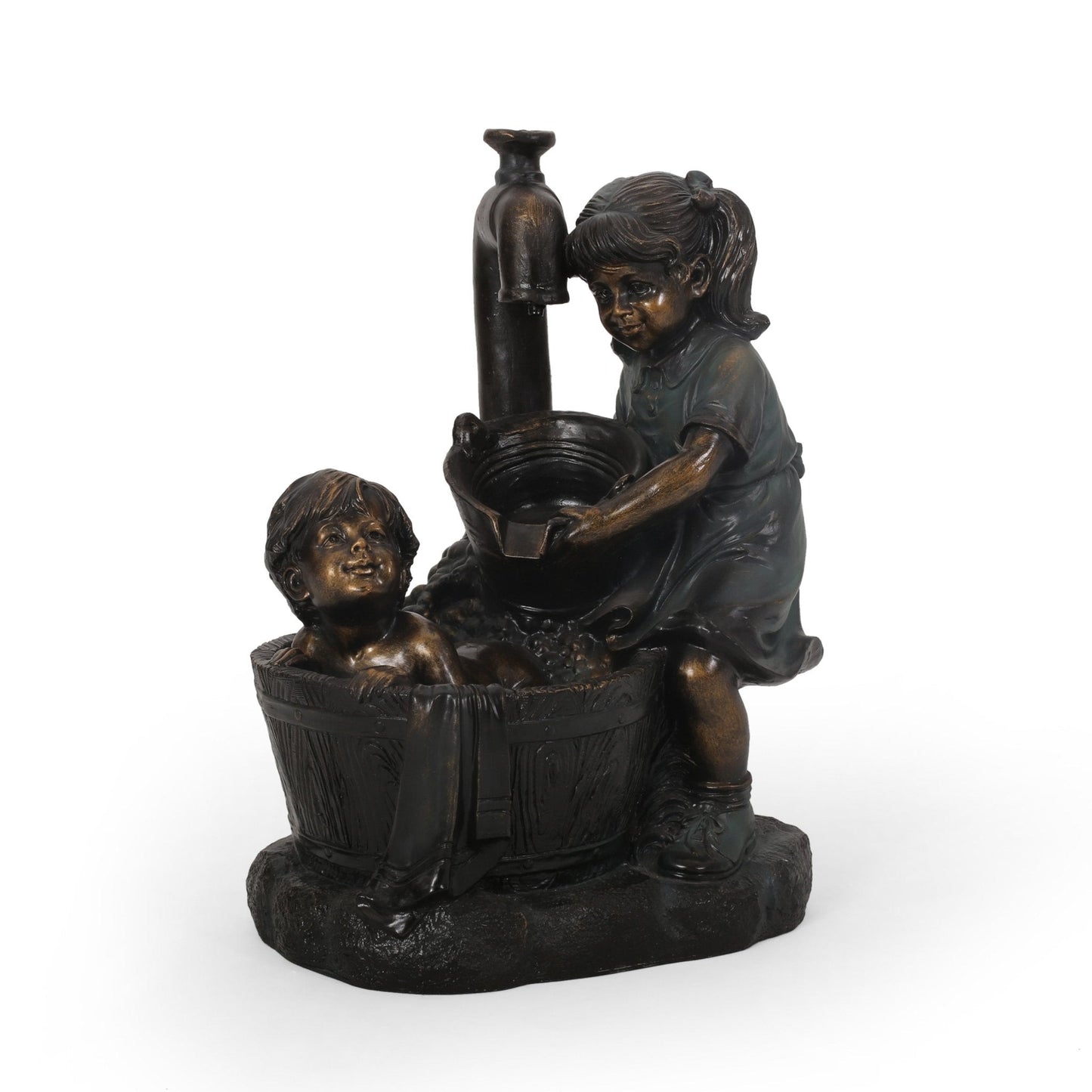 Outdoor Weather Resistant Floor Fountain with Light and An Interior Pump