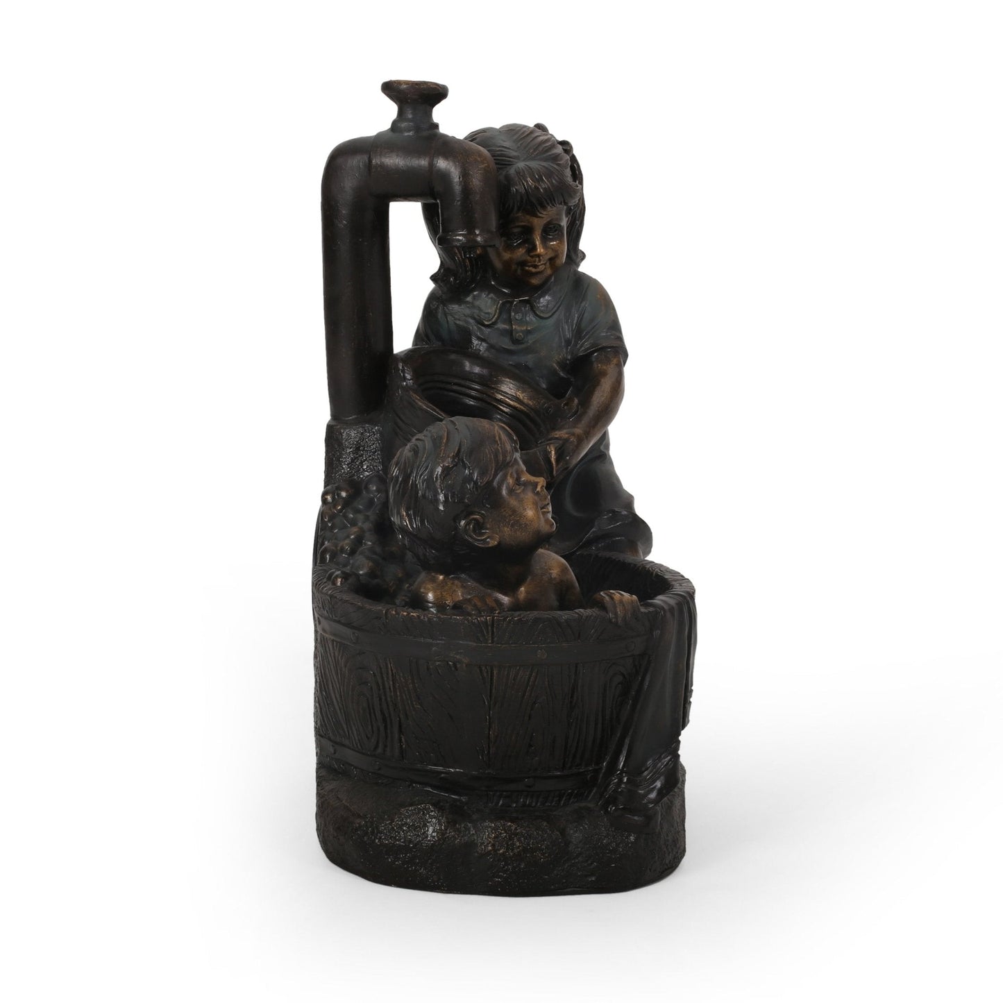 Outdoor Weather Resistant Floor Fountain with Light and An Interior Pump