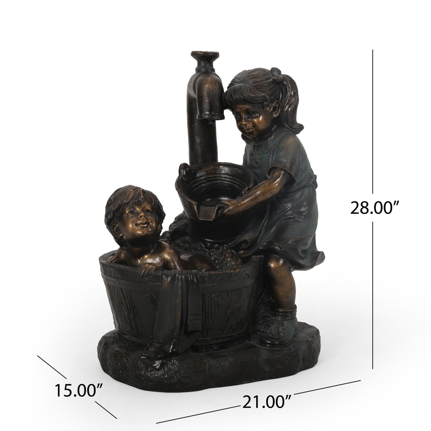 Outdoor Weather Resistant Floor Fountain with Light and An Interior Pump