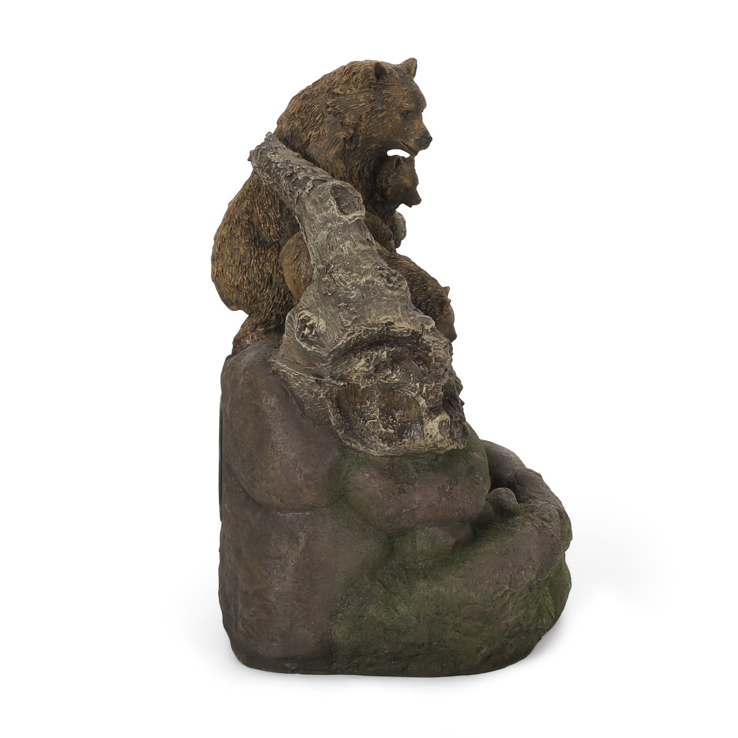 Outdoor Weather Resistant Floor Fountain with Light, Family of Bears and Two tiers Design