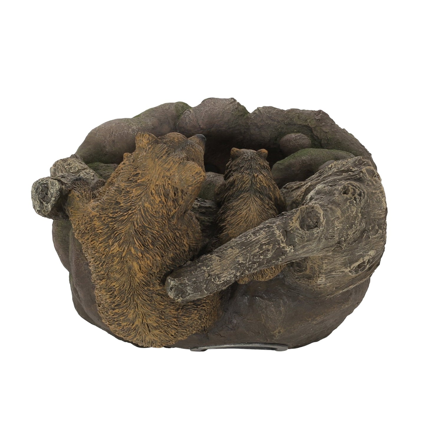 Outdoor Weather Resistant Floor Fountain with Light, Family of Bears and Two tiers Design