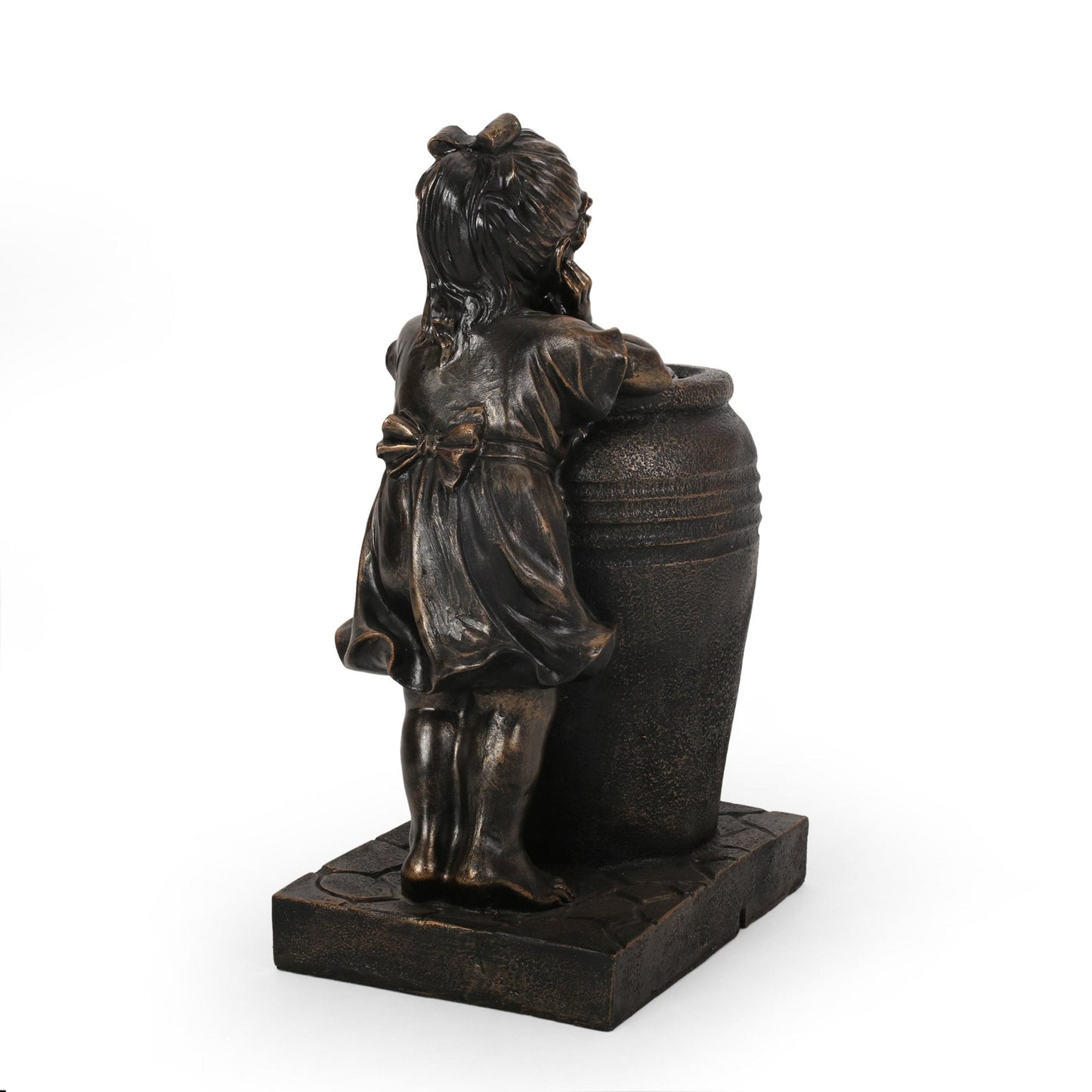 Outdoor Weather Resistant Floor Fountain with Light, Trickling Spout Design