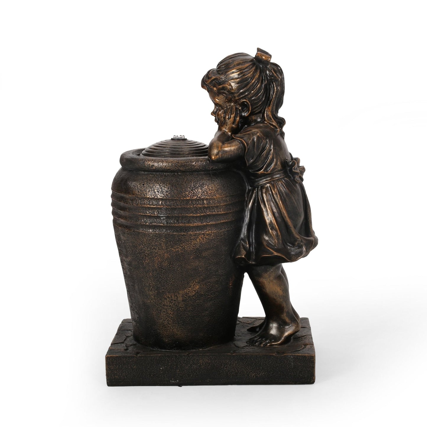 Outdoor Weather Resistant Floor Fountain with Light, Trickling Spout Design