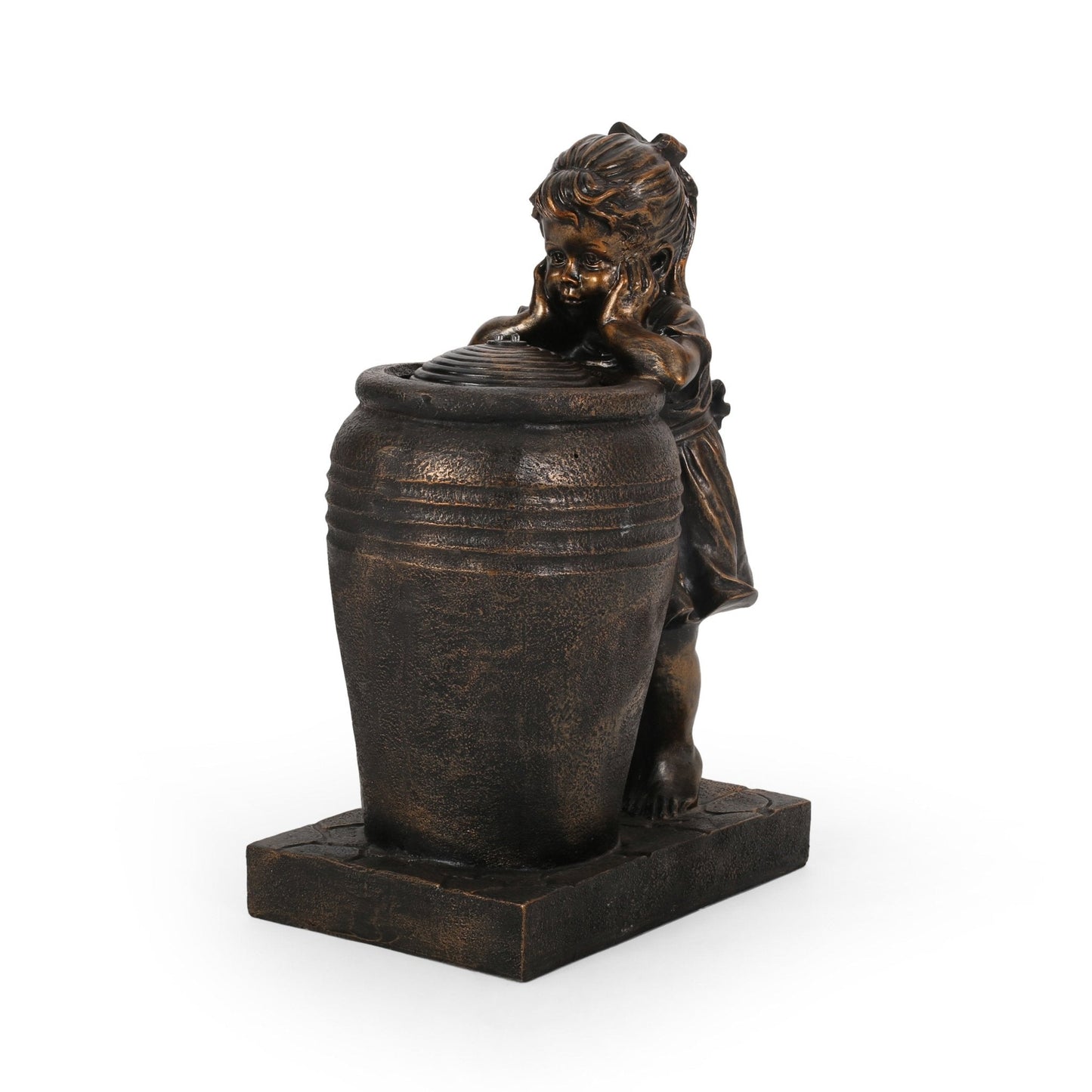 Outdoor Weather Resistant Floor Fountain with Light, Trickling Spout Design