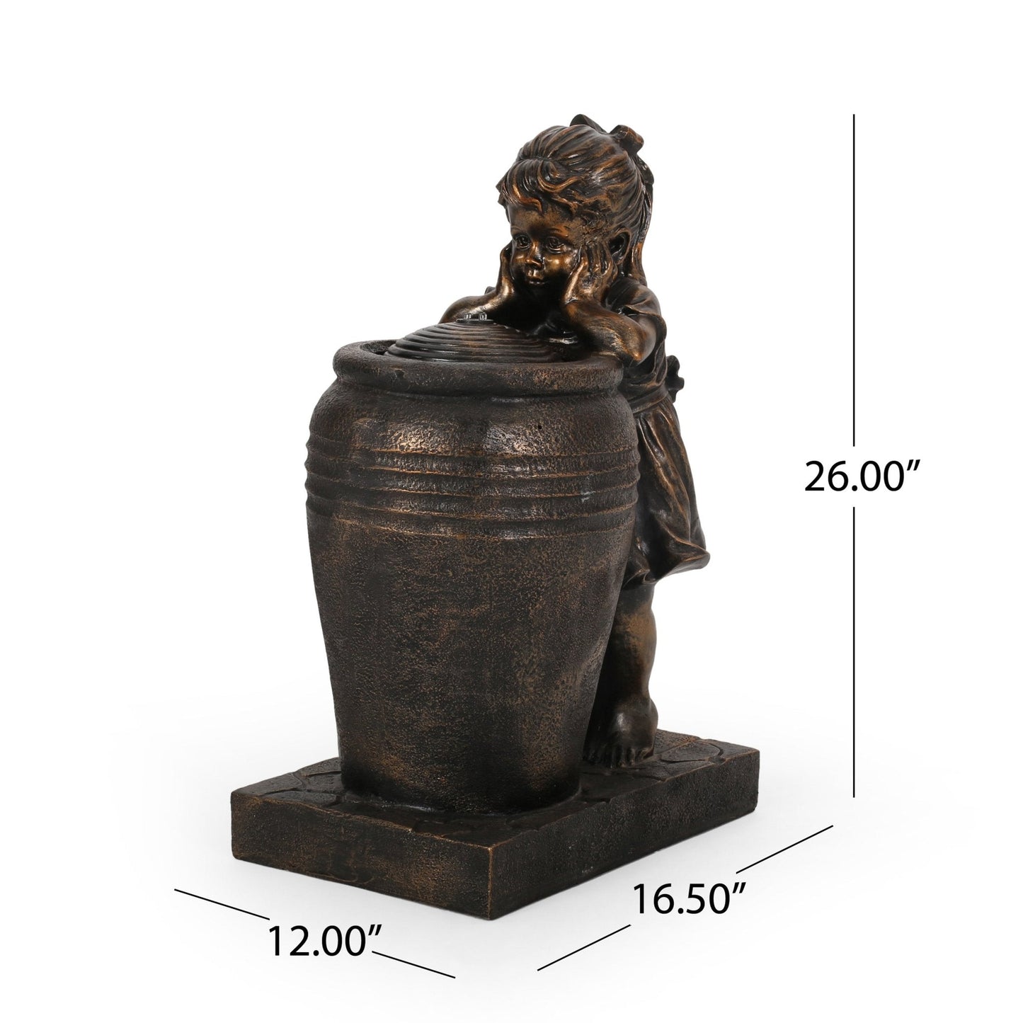 Outdoor Weather Resistant Floor Fountain with Light, Trickling Spout Design