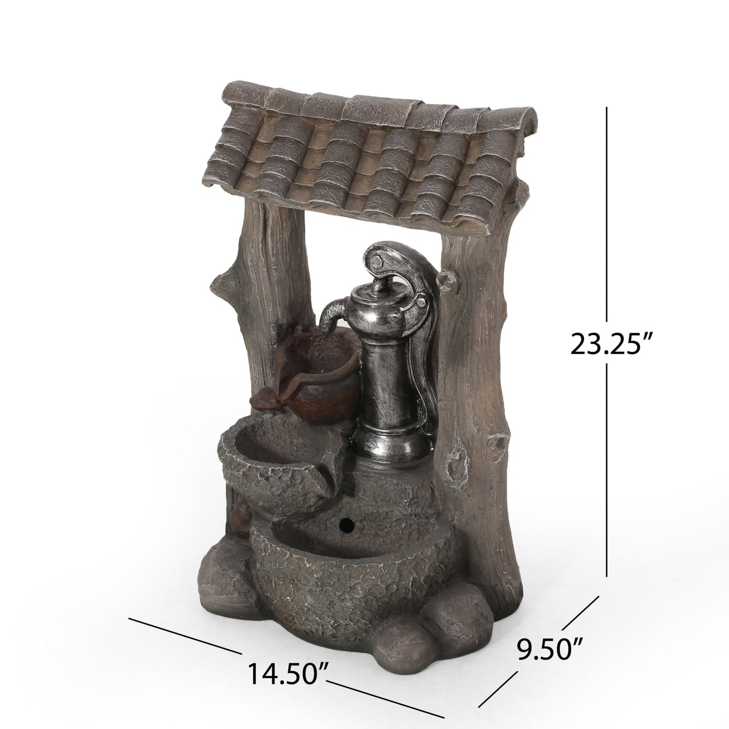 Outdoor Weather Resistant Floor Fountain with Well Design and Three Tiers