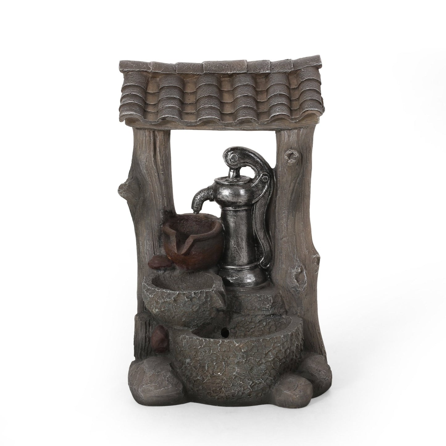 Outdoor Weather Resistant Floor Fountain with Well Design and Three Tiers