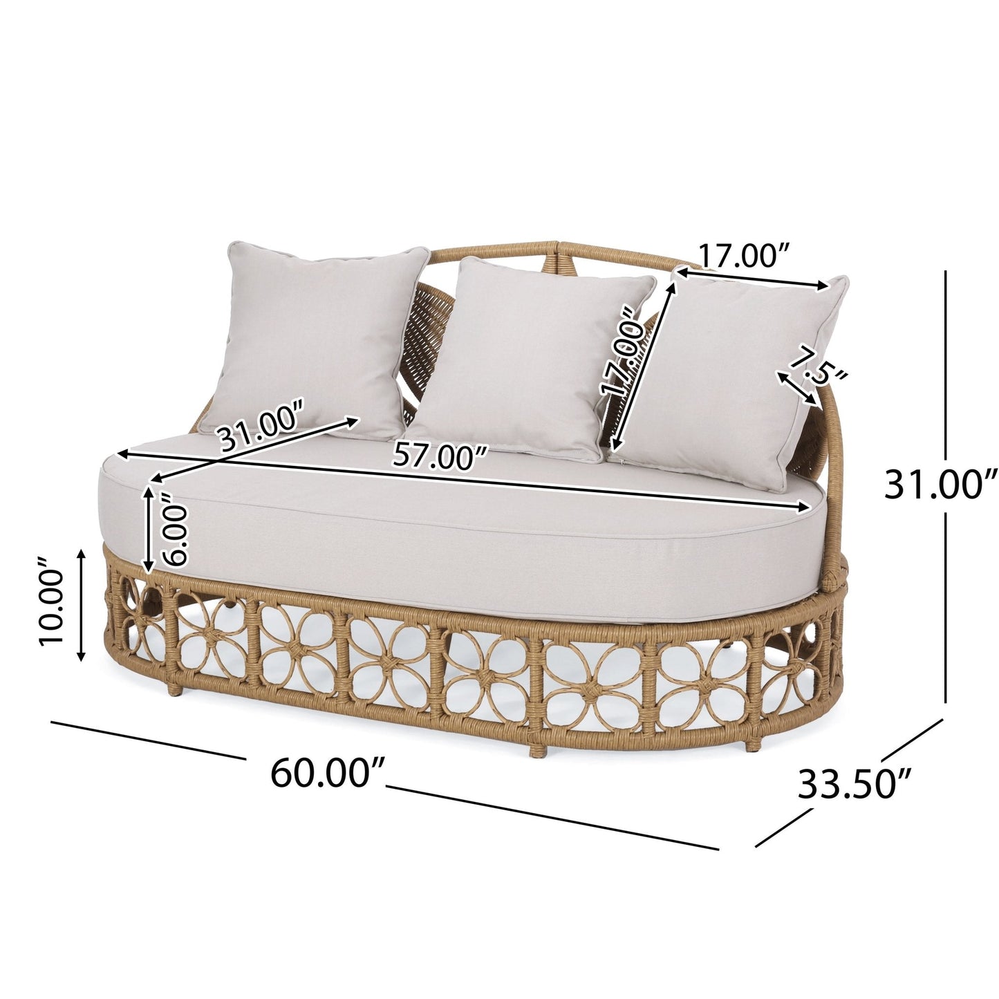 Outdoor Wicker Daybed With Pillows