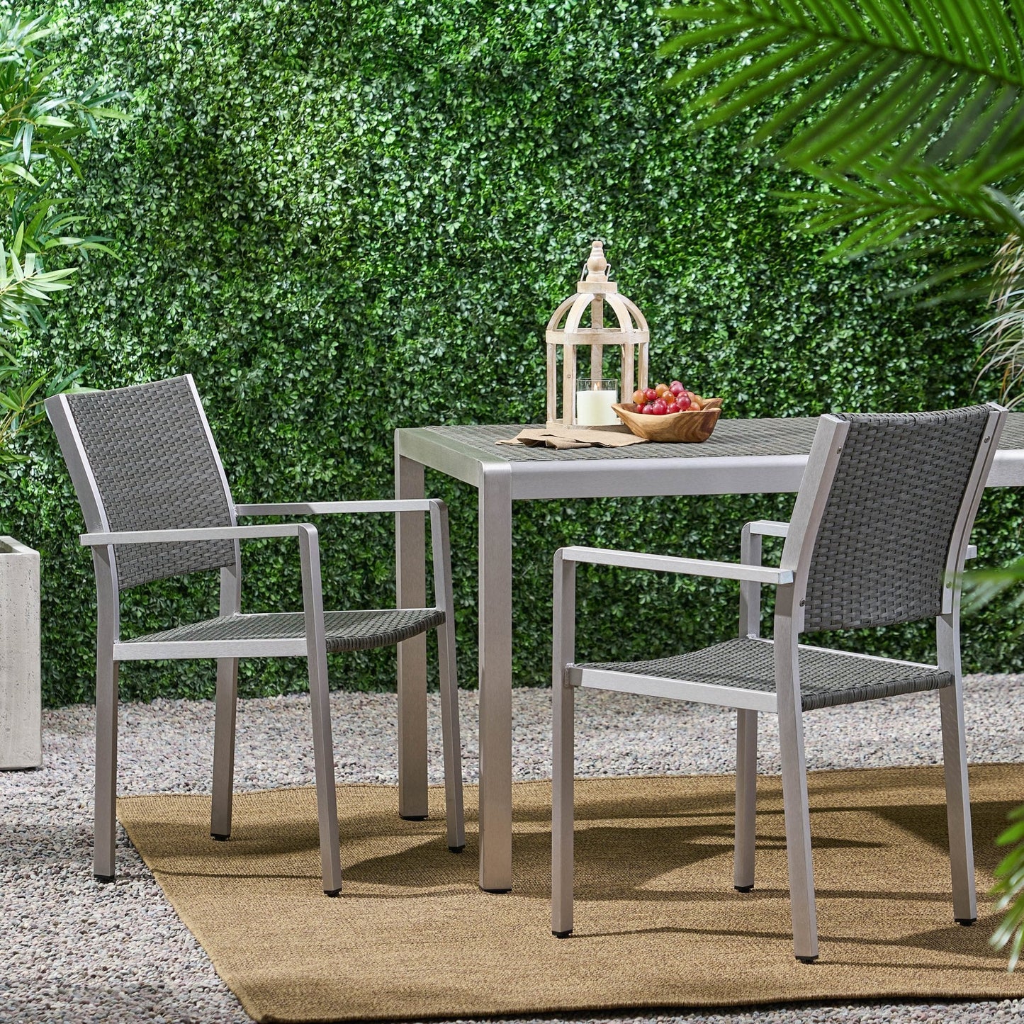 Outdoor Wicker Dining Chair with Aluminum Frame