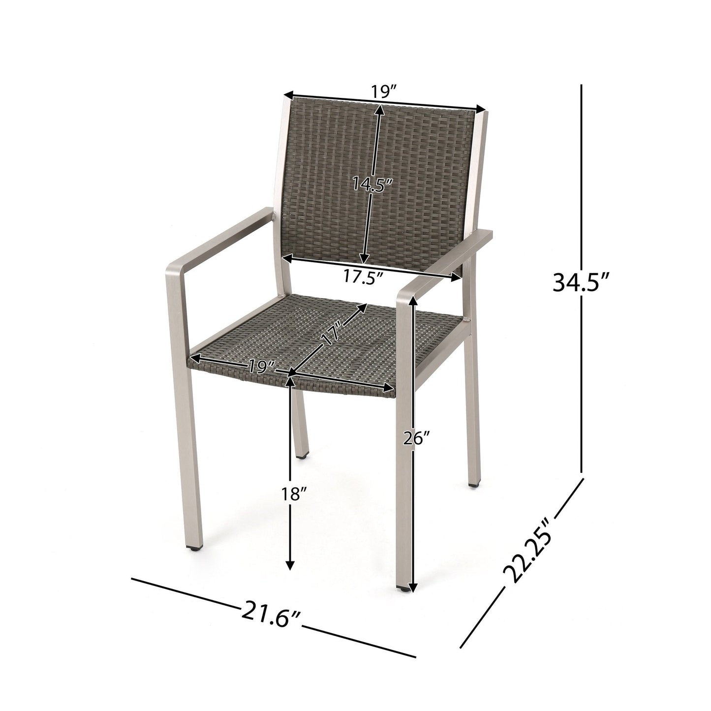 Outdoor Wicker Dining Chair with Aluminum Frame