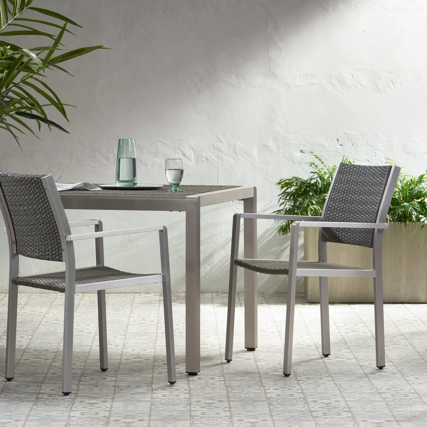 Outdoor Wicker Dining Chair with Aluminum Frame
