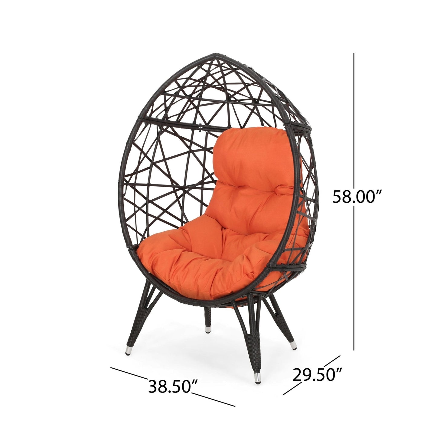 Outdoor Wicker Teardrop Chair with Cushion