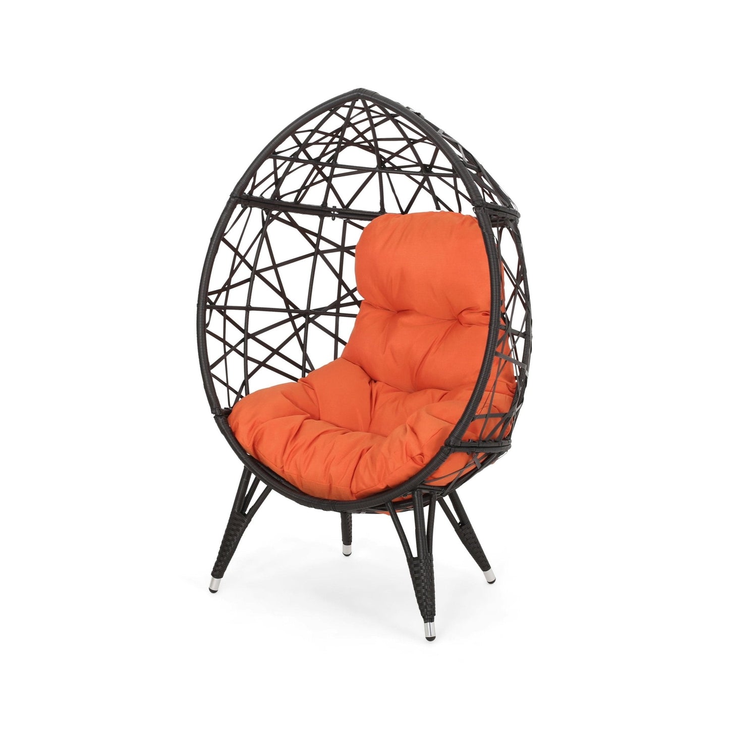 Outdoor Wicker Teardrop Chair with Cushion