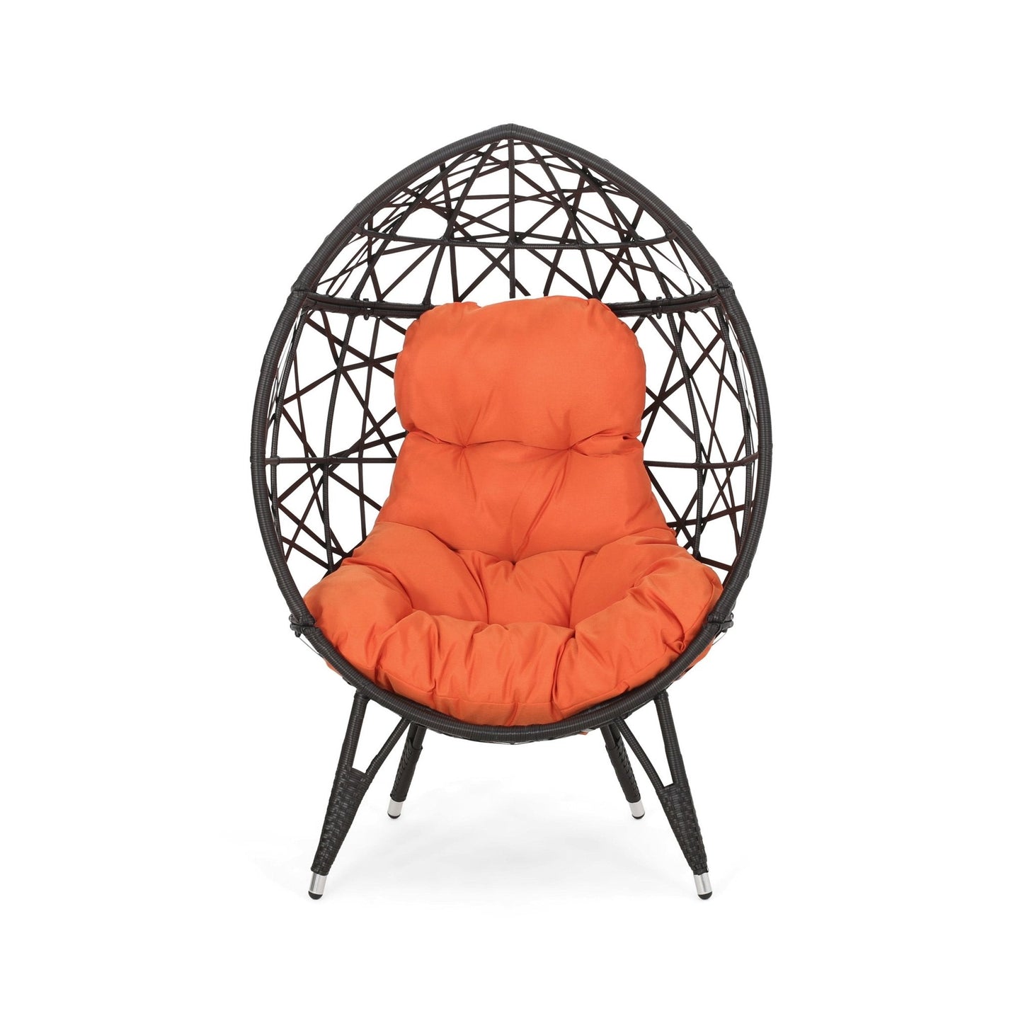 Outdoor Wicker Teardrop Chair with Cushion