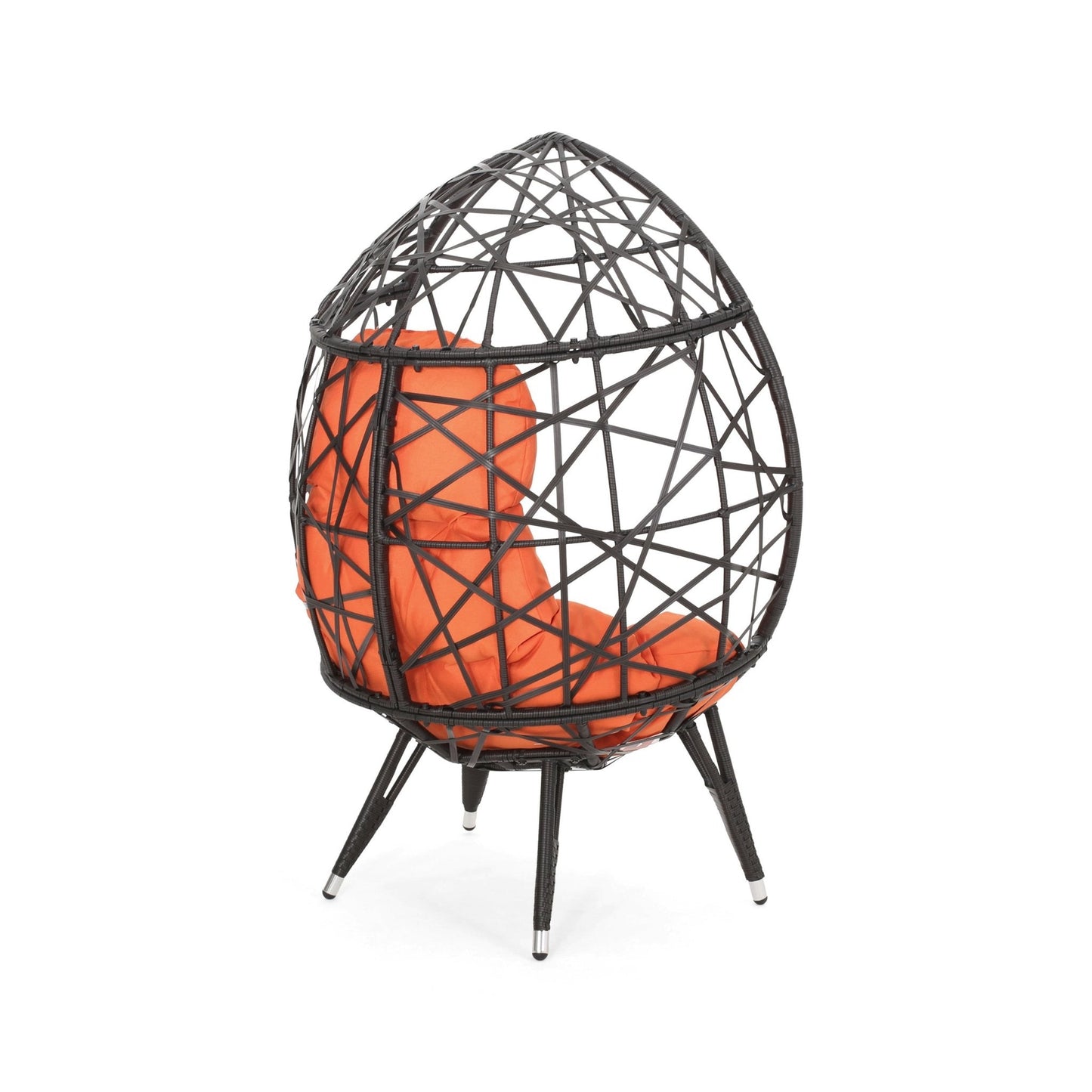 Outdoor Wicker Teardrop Chair with Cushion