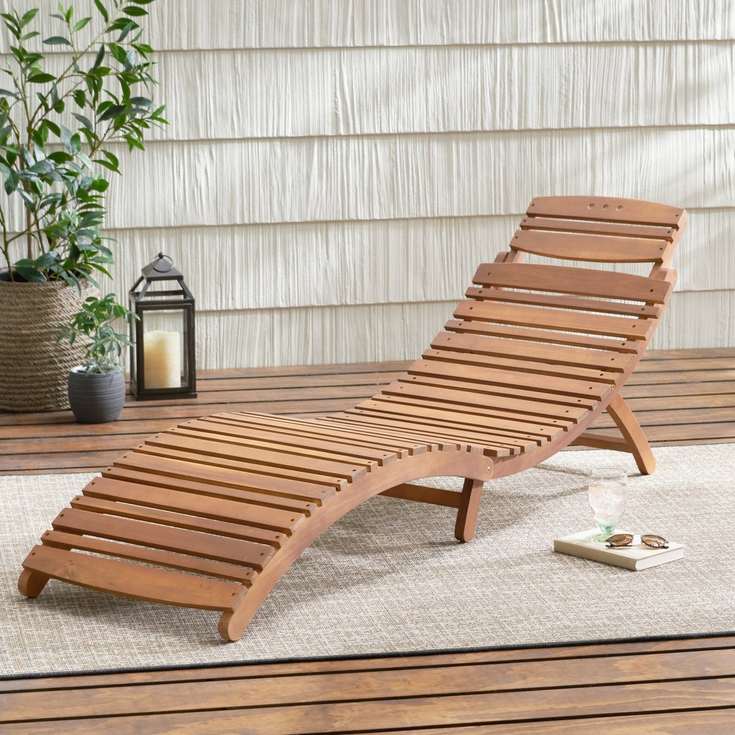 Outdoor Wood Folding Chaise Lounge