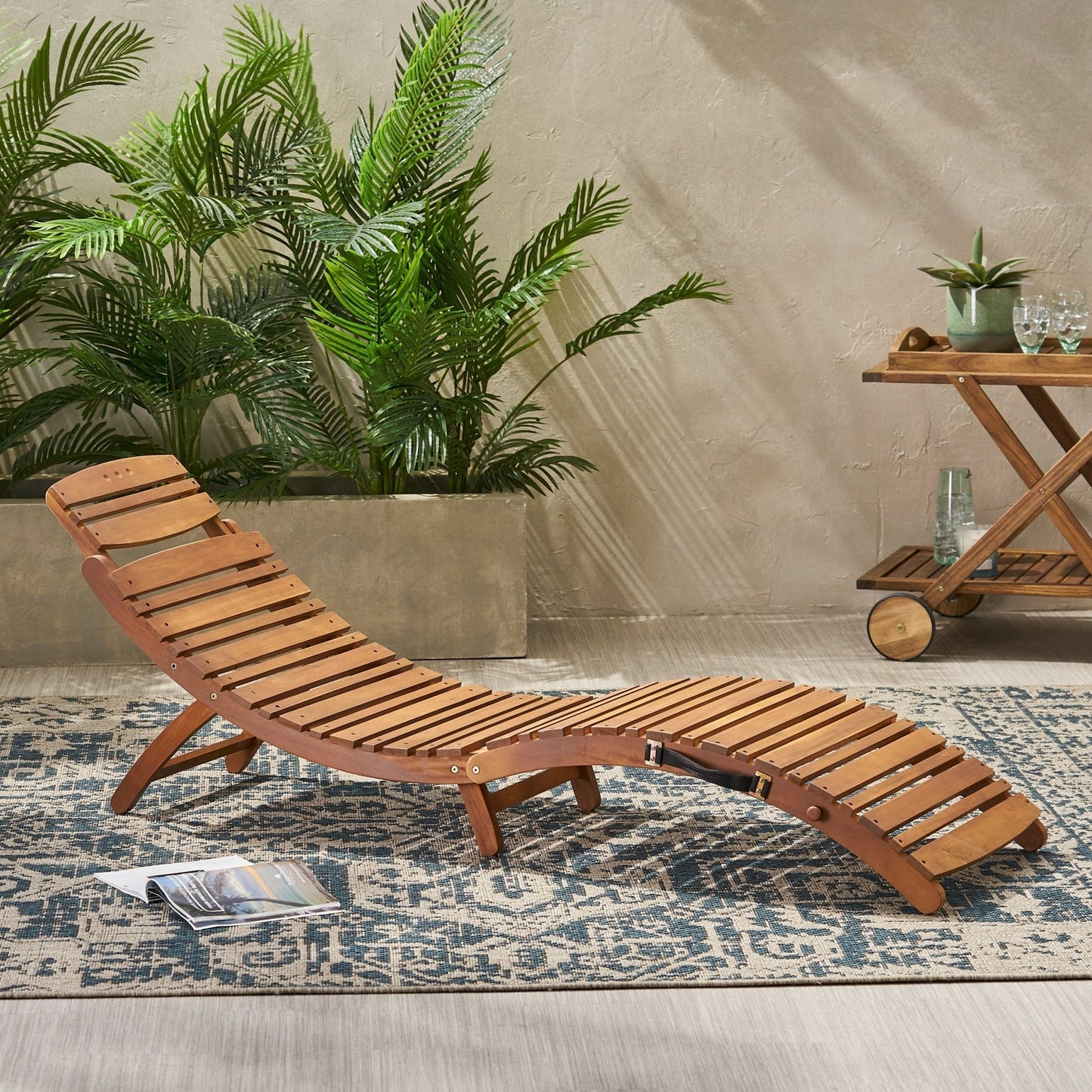 Outdoor Wood Folding Chaise Lounge