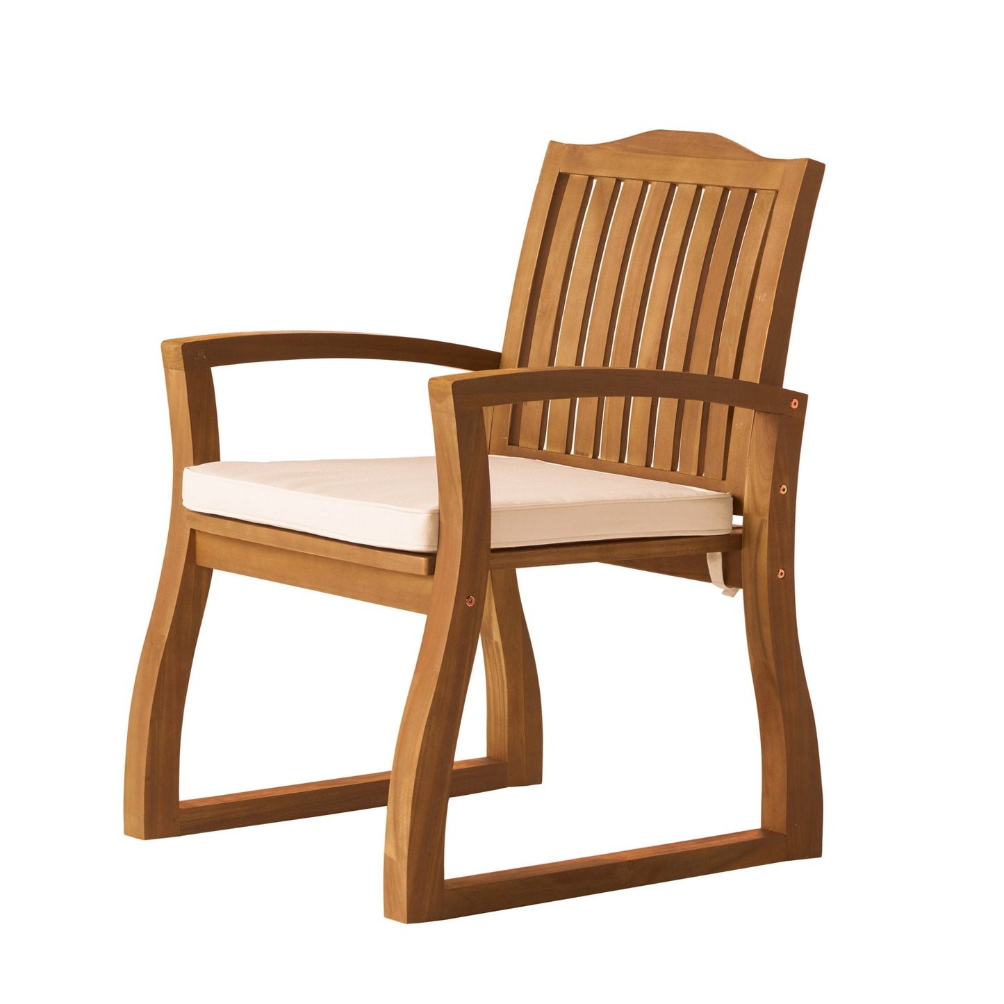 Outdoor Wooden Armchair with Slat Back and Water-Resistant Cushion