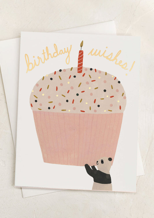 Panda With Cupcake Birthday Card