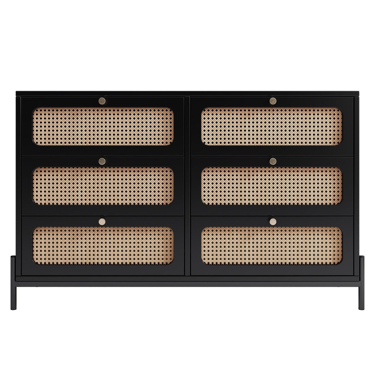 Patterson Cannage Rattan Wood 6 Drawer Storage Cabinet