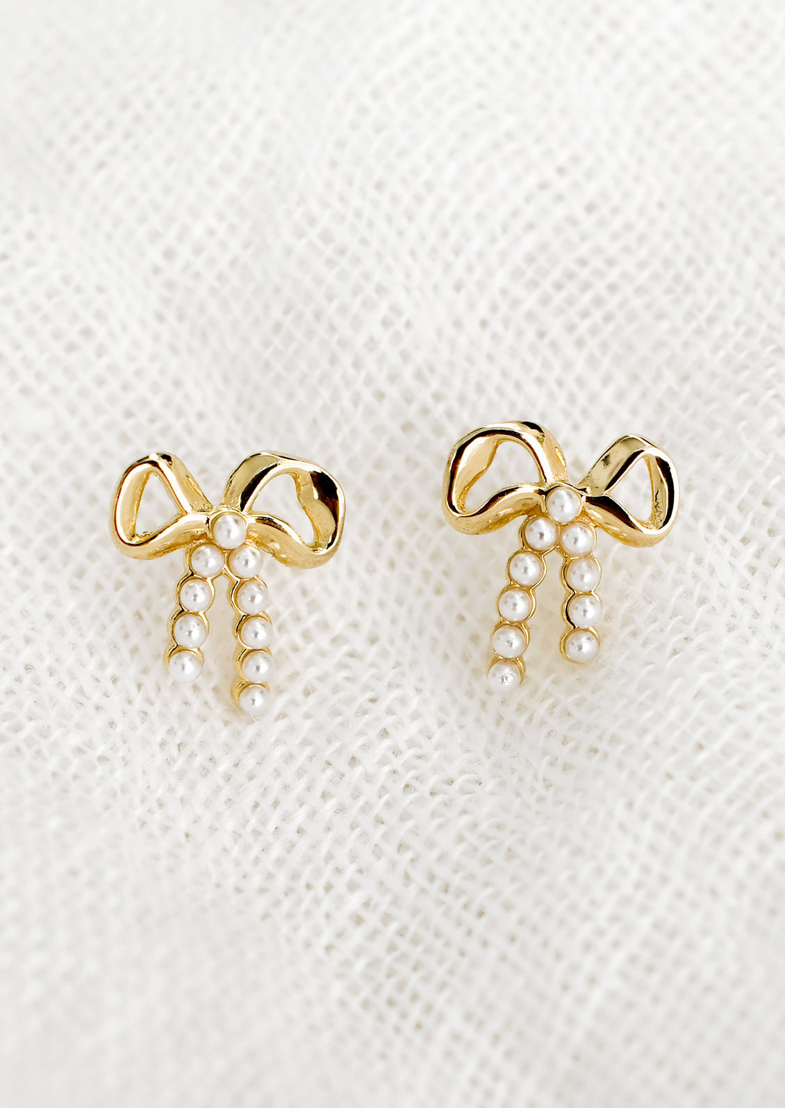 Pearled Bow Stud Earrings