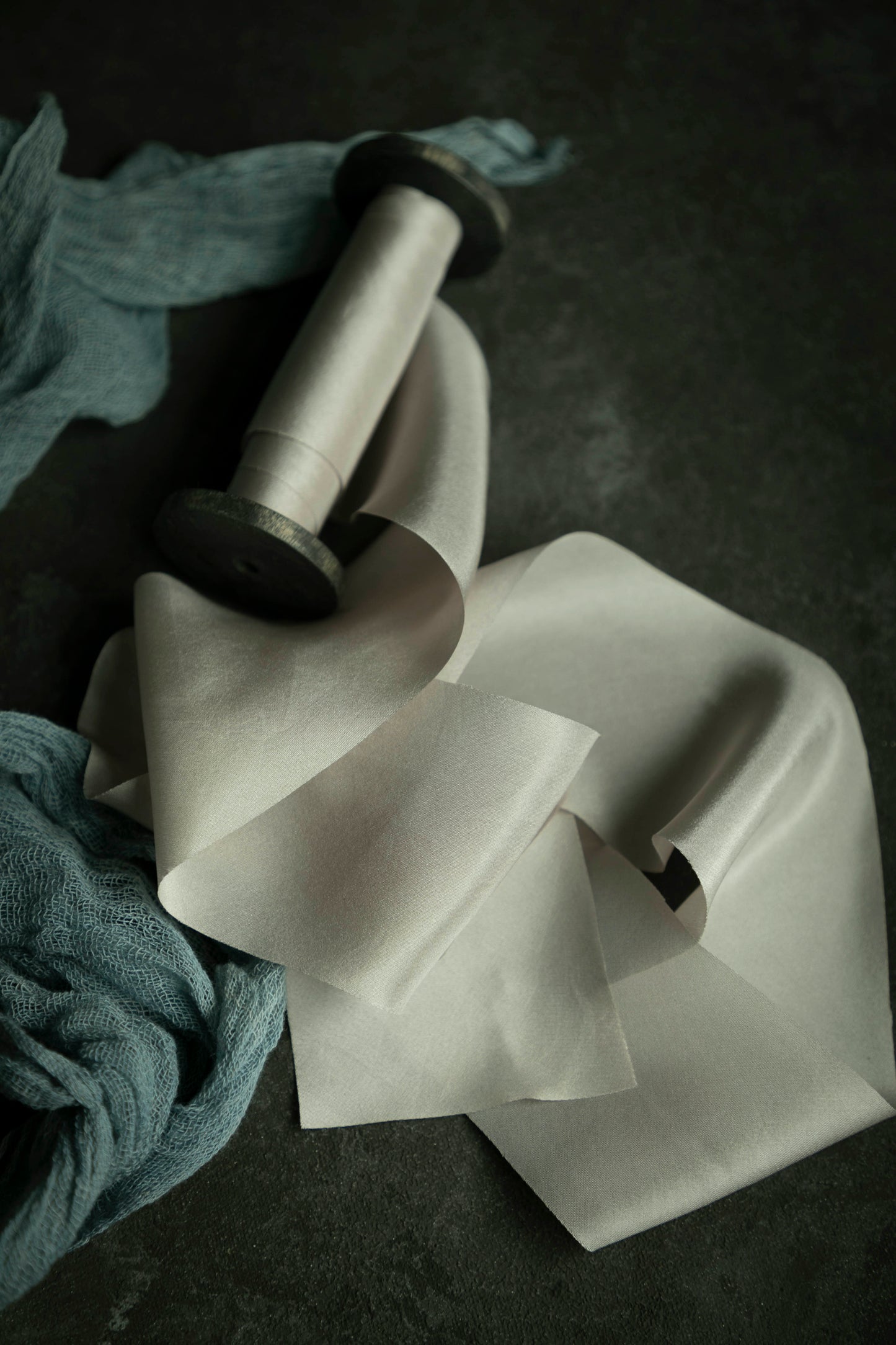 Pebble Gray Silk Ribbon