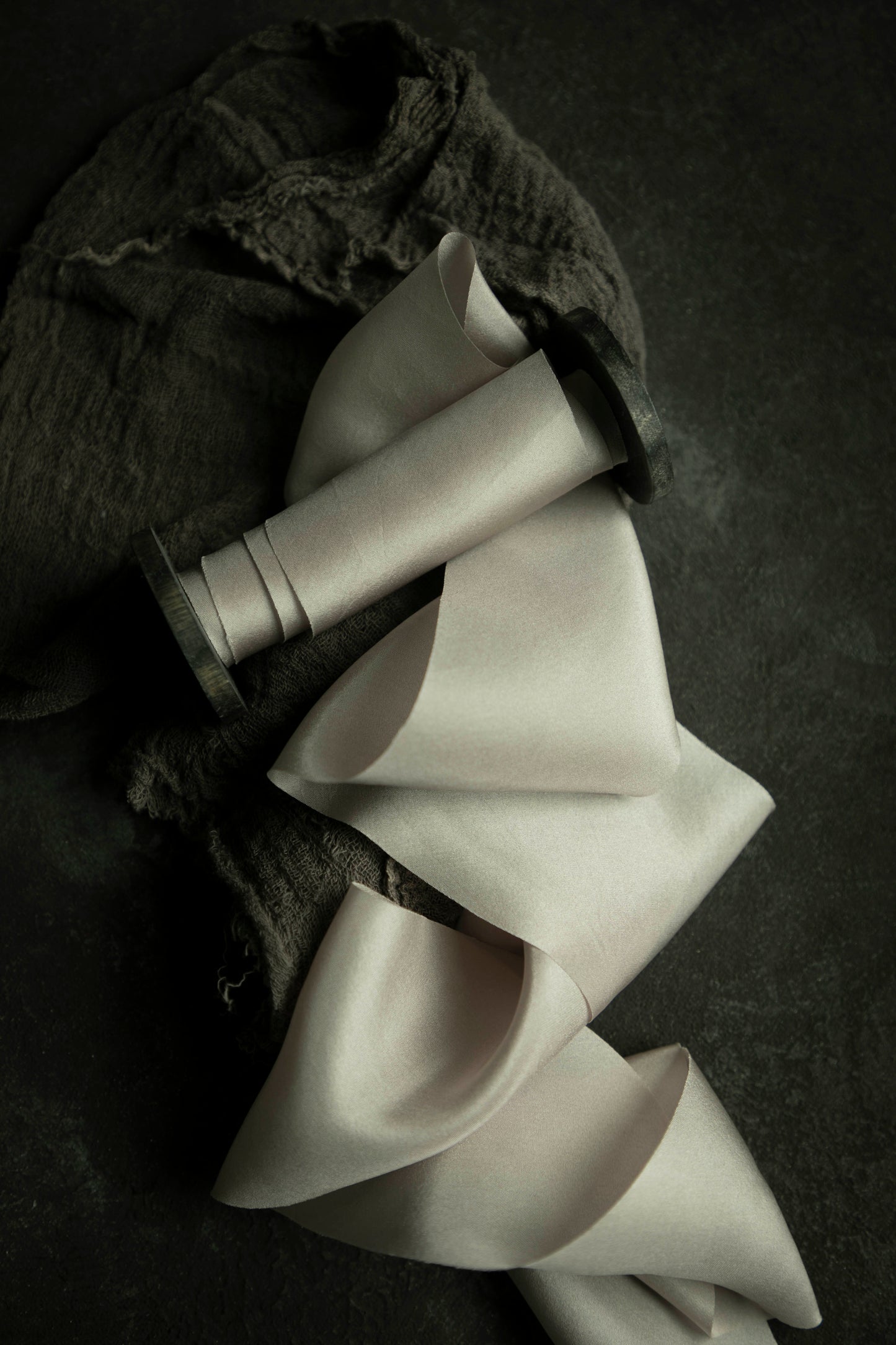 Pebble Gray Silk Ribbon