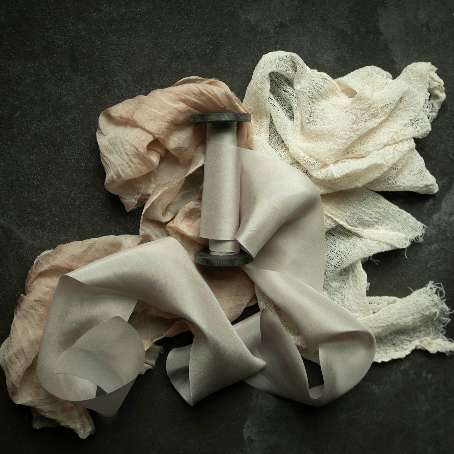 Pebble Gray Silk Ribbon