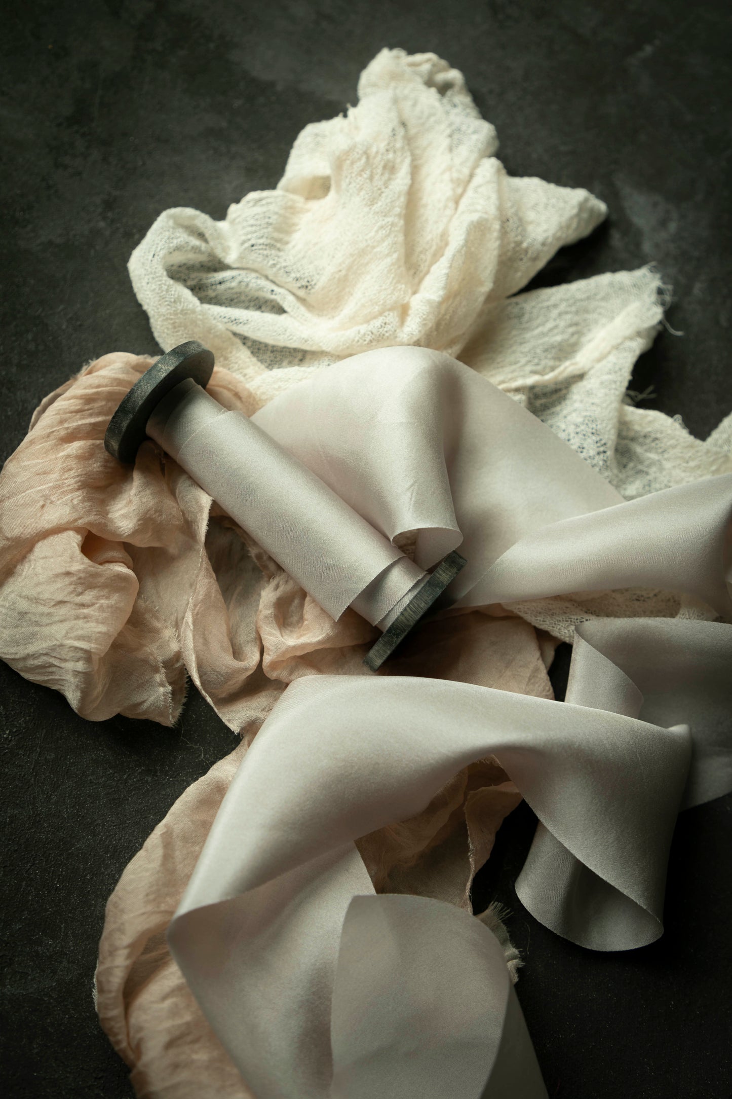 Pebble Gray Silk Ribbon