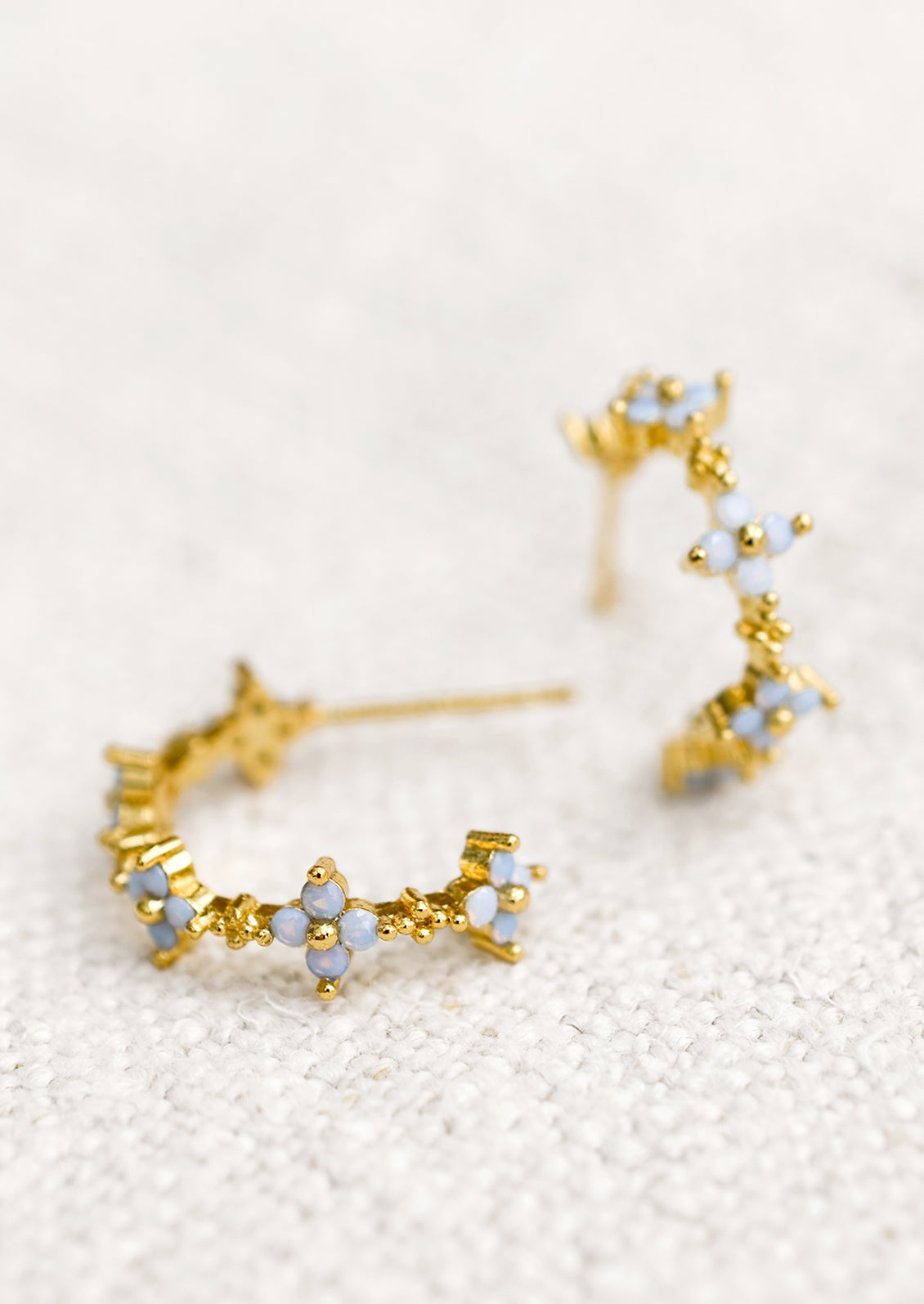 Periwinkle Floral Hoop Earrings