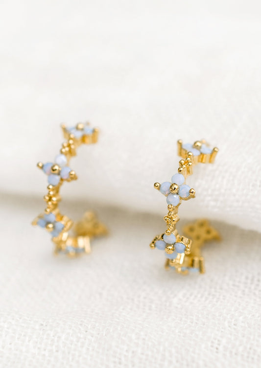 Periwinkle Floral Hoop Earrings