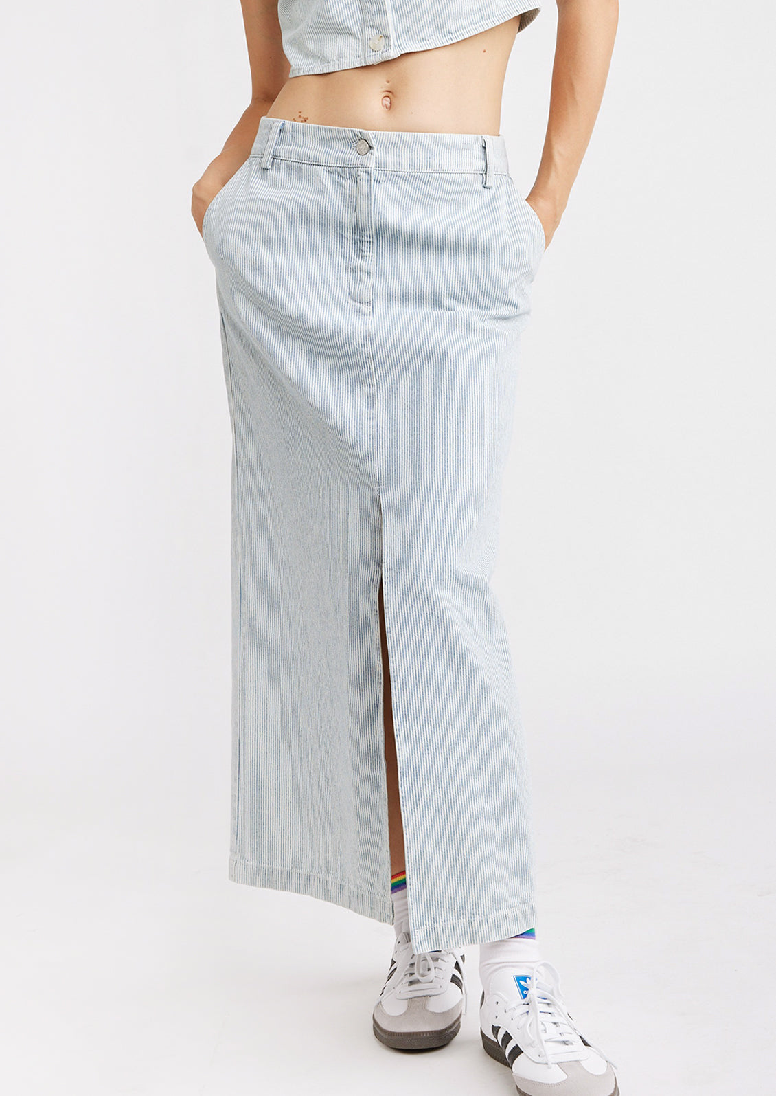Perrine Pinstripe Denim Skirt