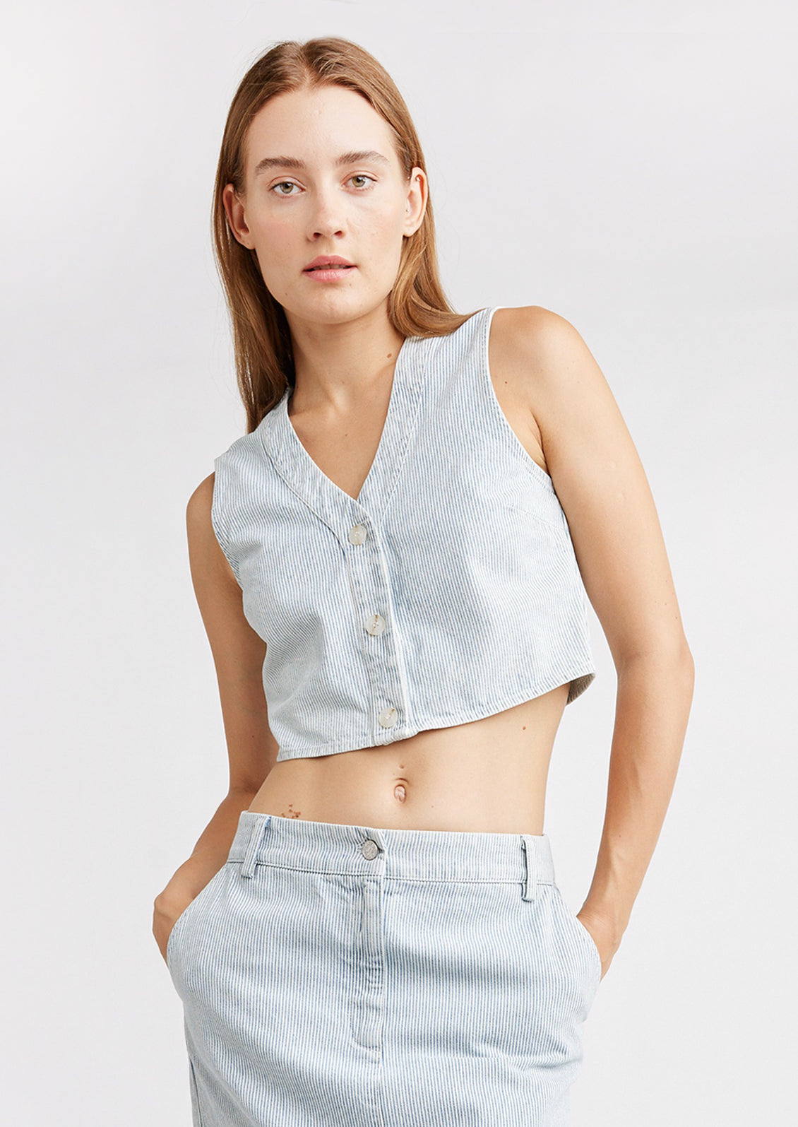 Perrine Cropped Pinstripe Top