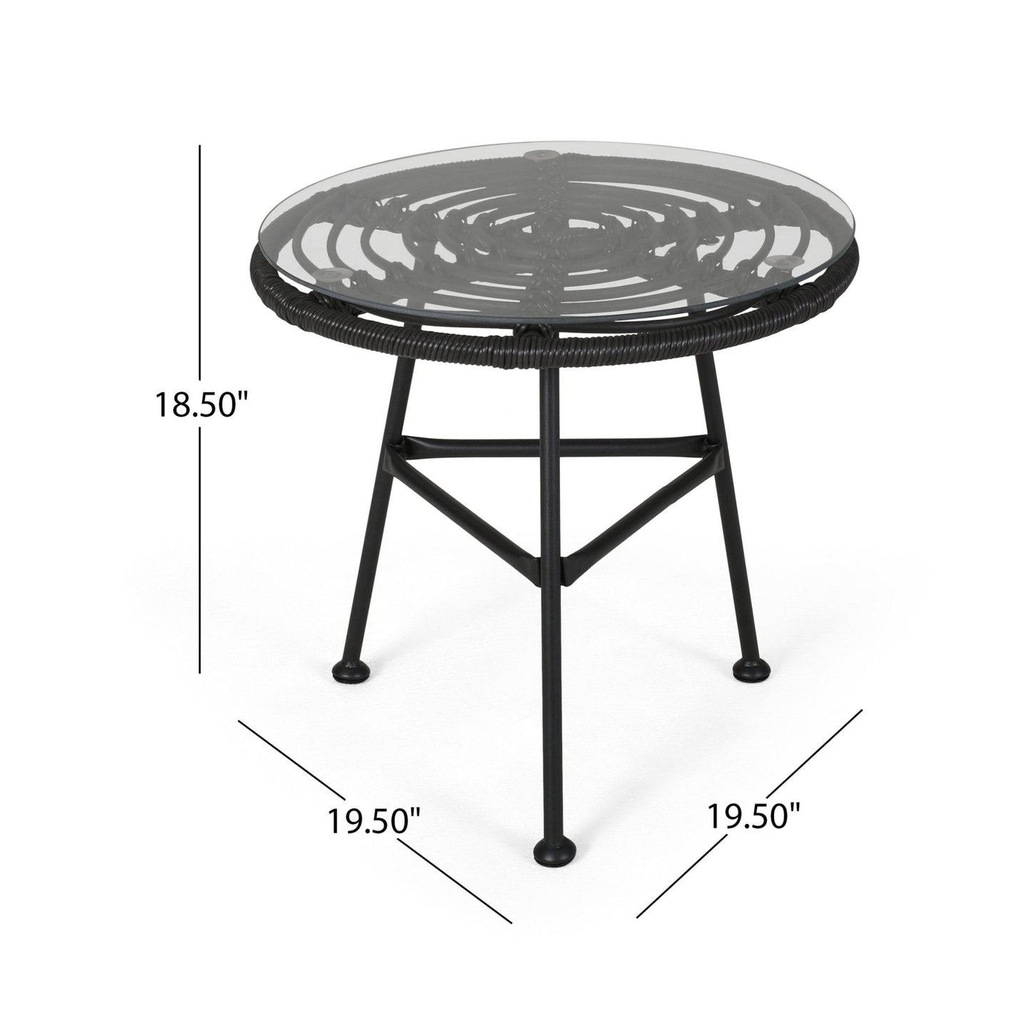 Petrichor Outdoor Rattan Table with Tempered Glass Top