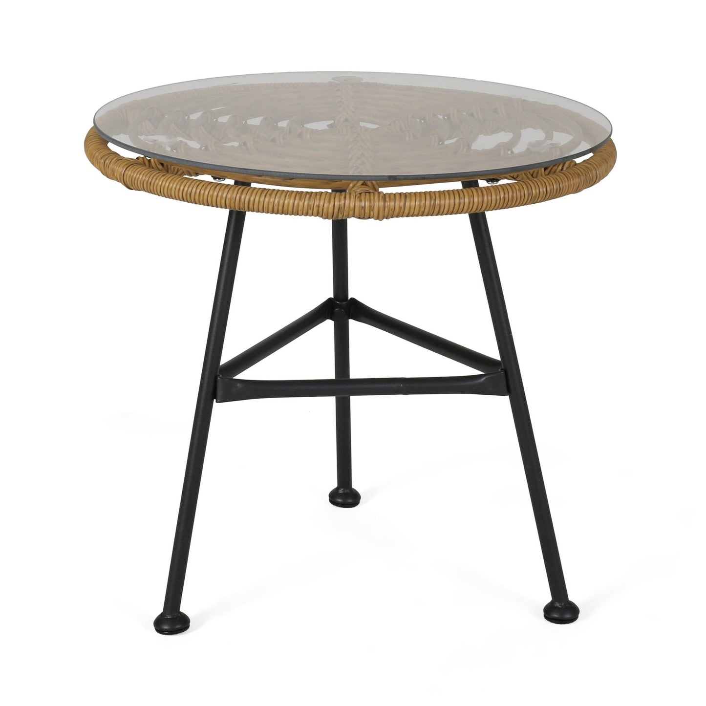 Petrichor Outdoor Rattan Table with Tempered Glass Top