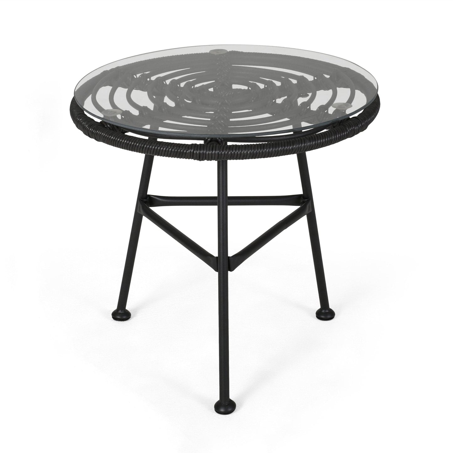 Petrichor Outdoor Rattan Table with Tempered Glass Top