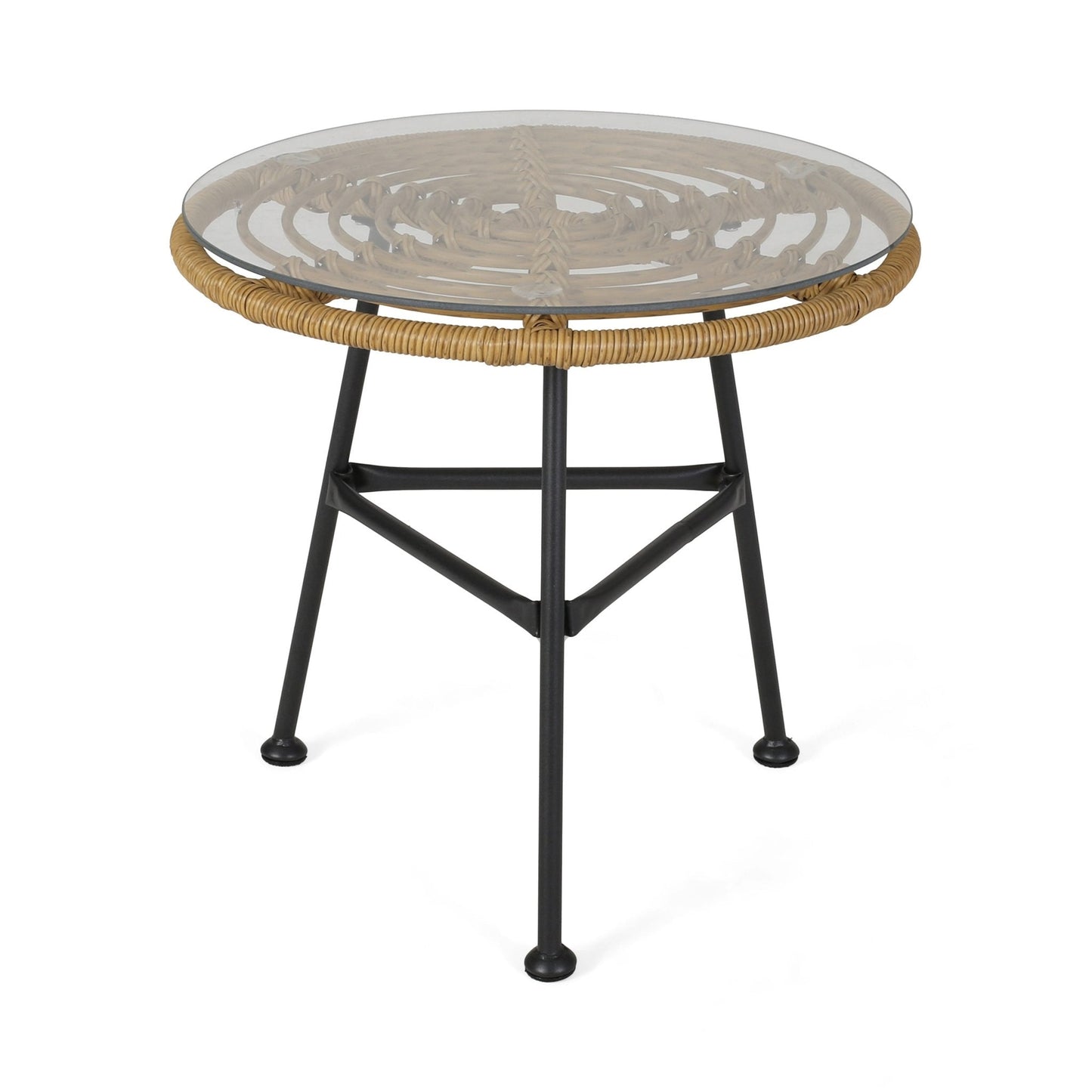 Petrichor Outdoor Rattan Table with Tempered Glass Top