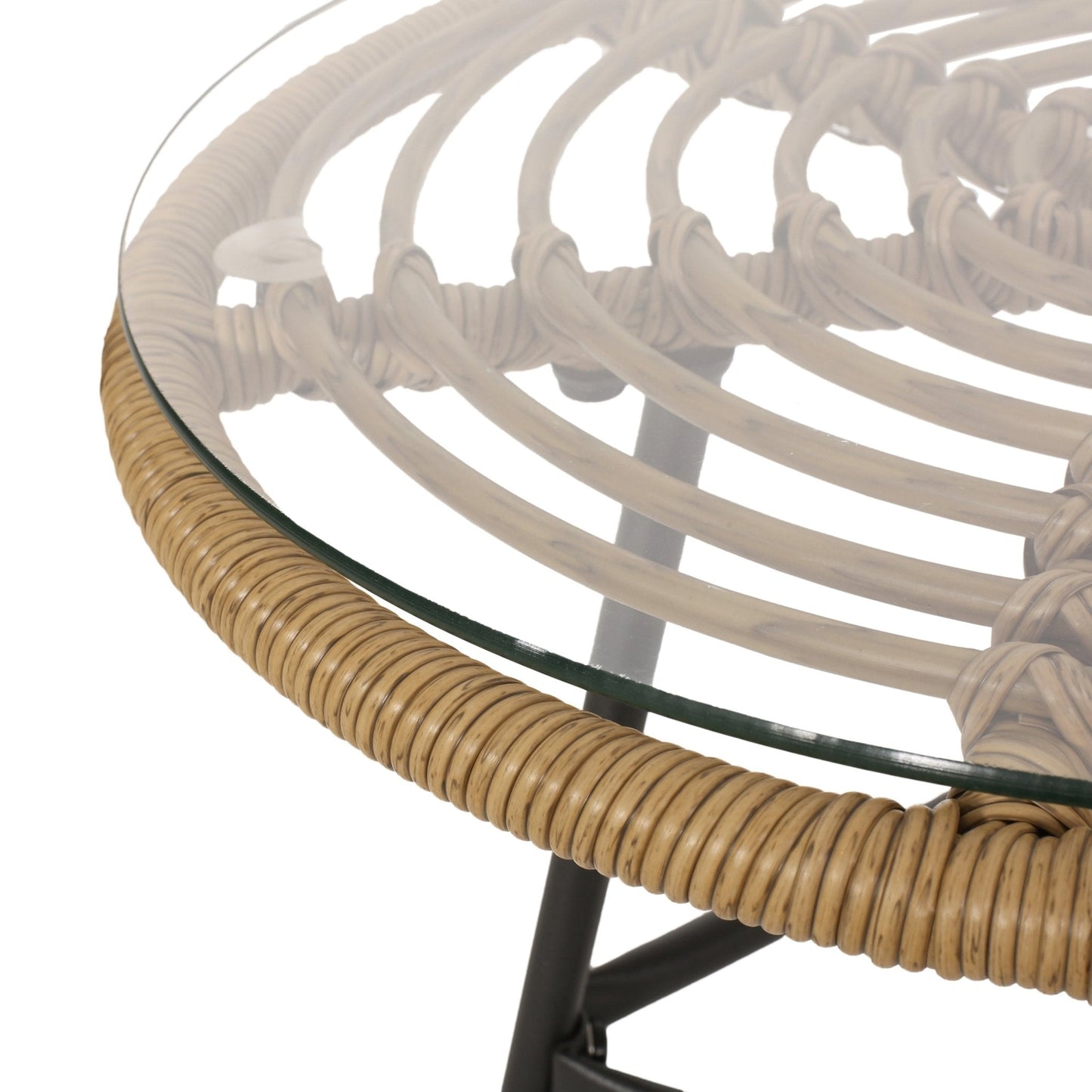 Petrichor Outdoor Rattan Table with Tempered Glass Top