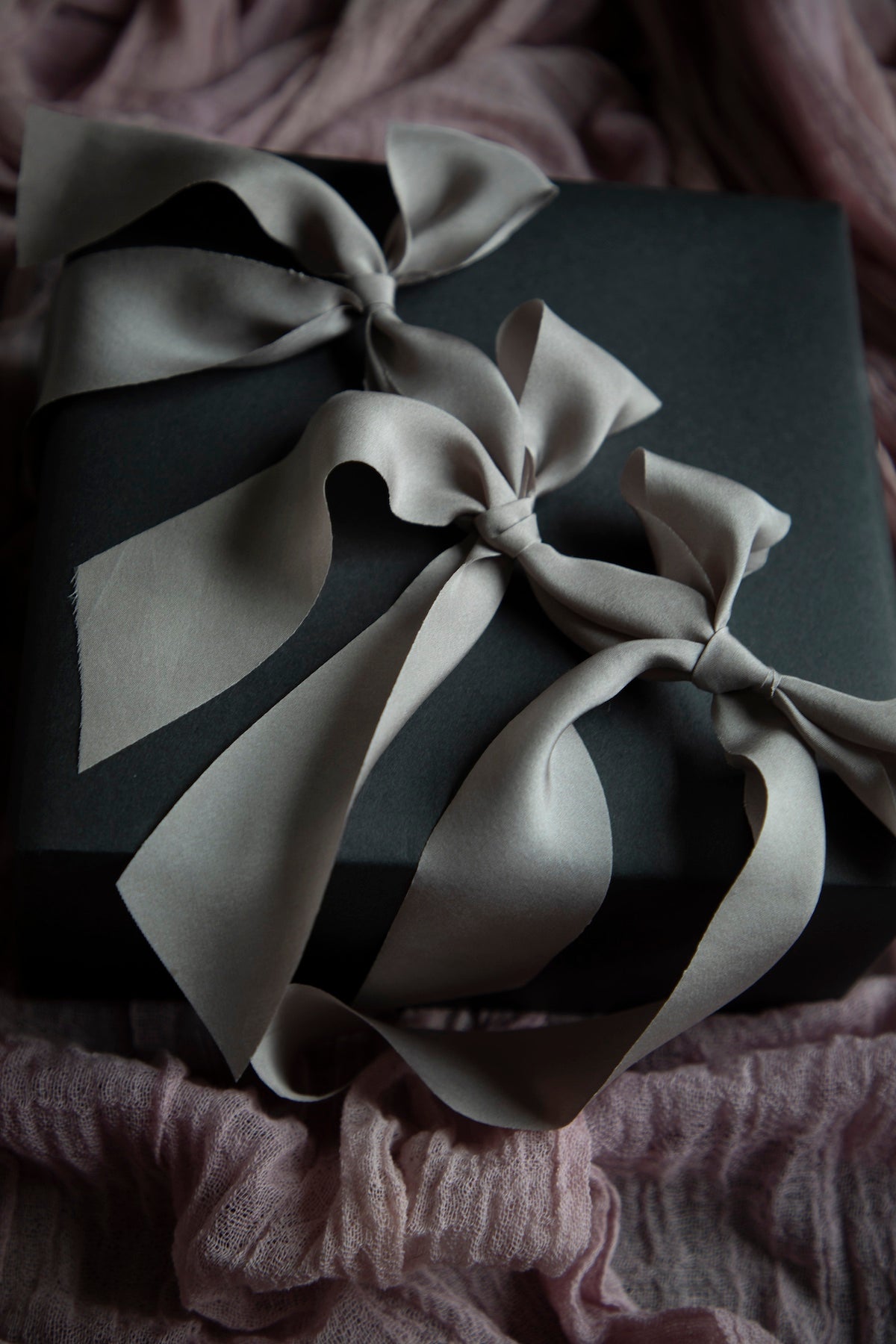 Lilac Gray Silk Ribbon