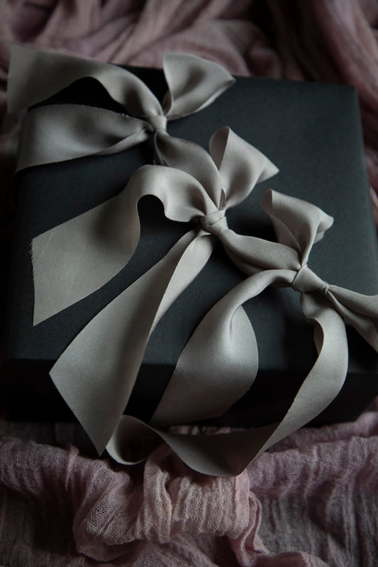 Lilac Gray Silk Ribbon