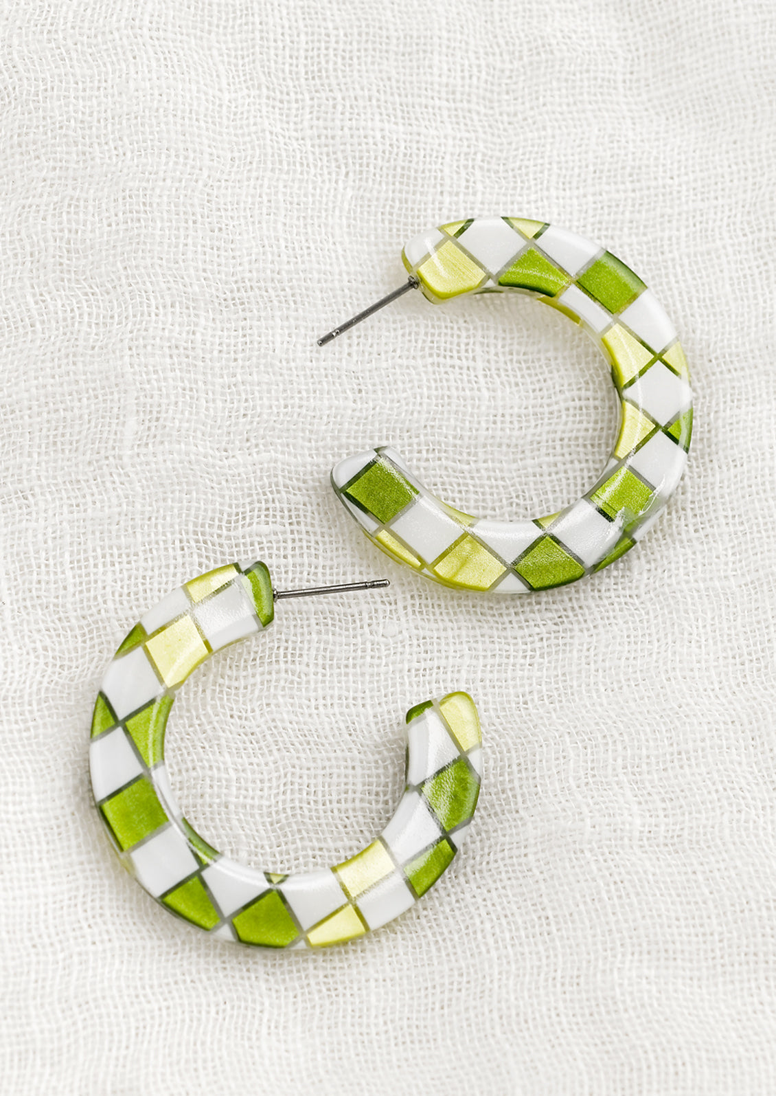 Picnic Check Hoop Earrings